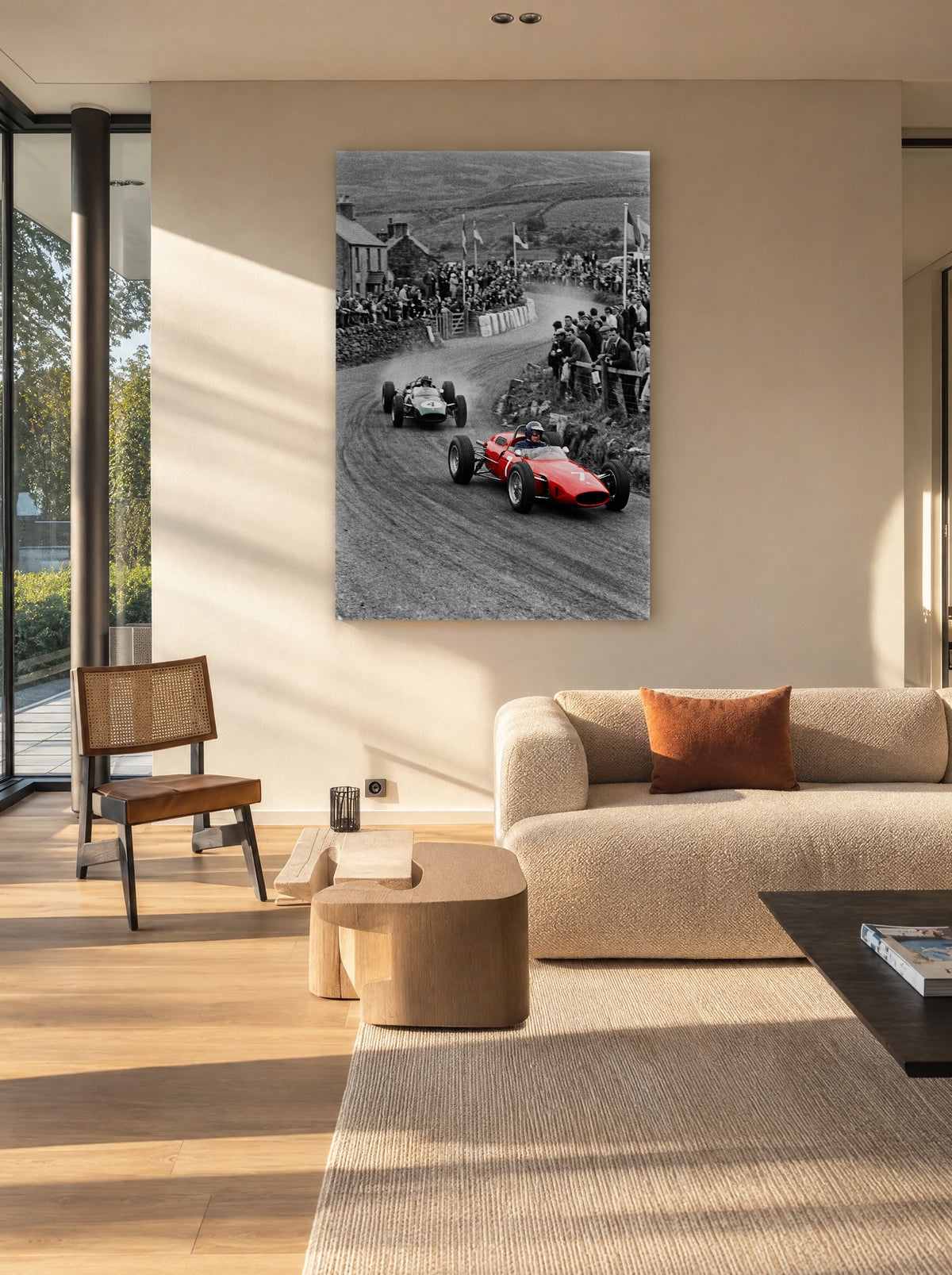 Dorpsrace als canvas zonder lijst aan de muur