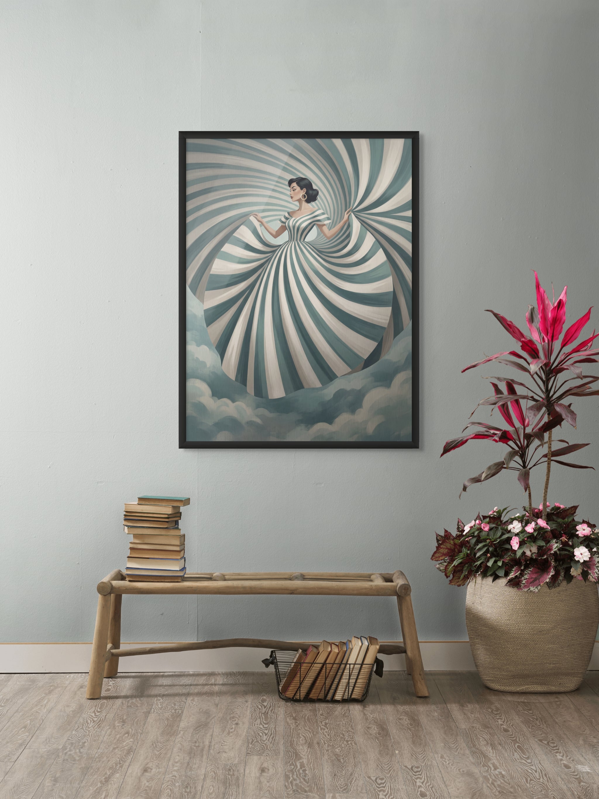 Draaikolk van Mint & Parel Wanddecoratie – Abstract Elegant Canvas Print