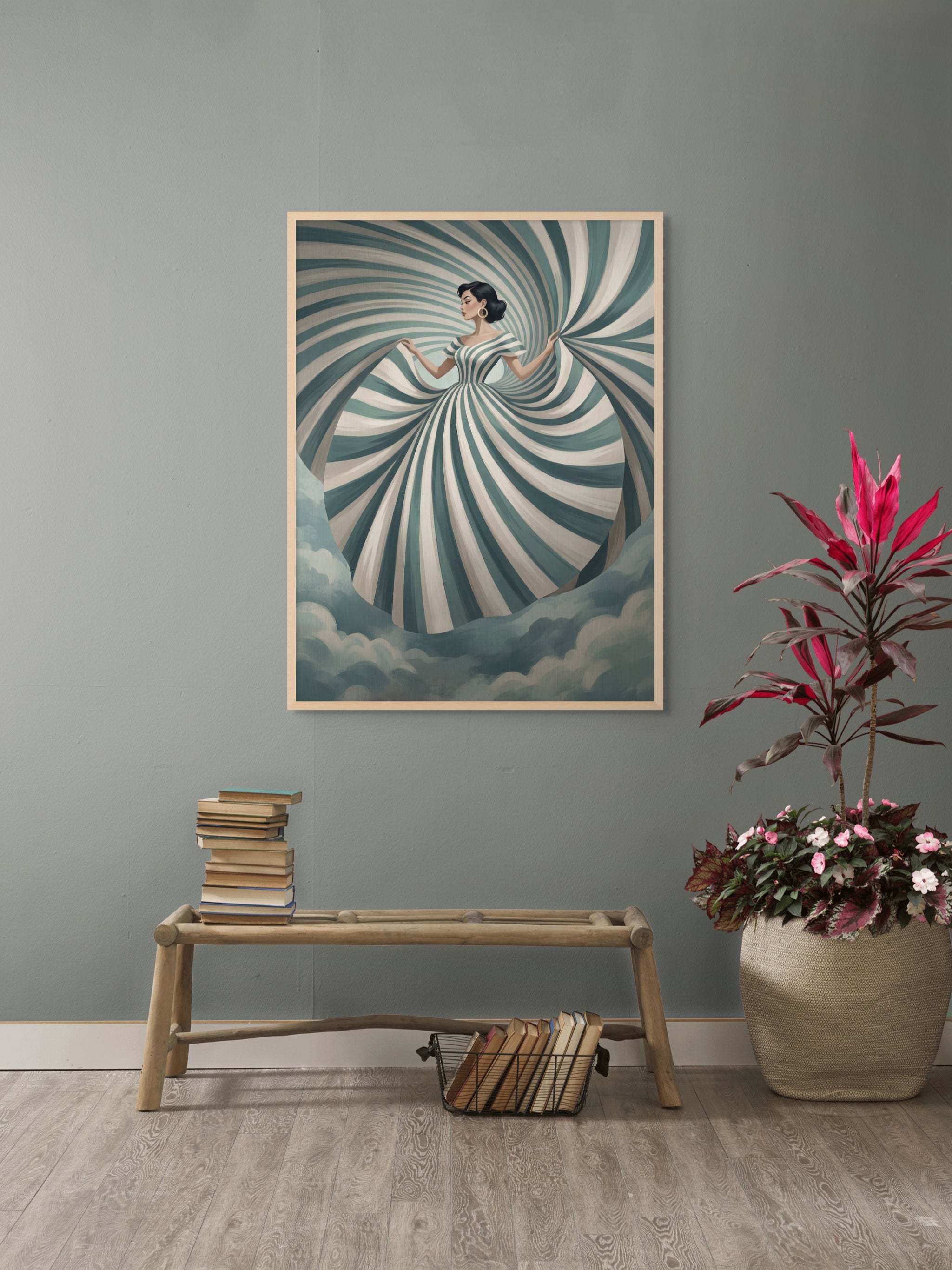 Draaikolk van Mint & Parel Wanddecoratie – Abstract Elegant Canvas Print