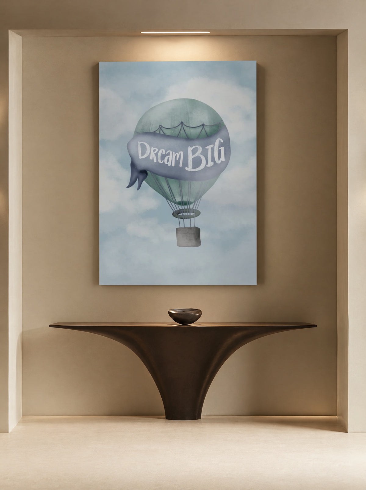 Dromen aan een Wolkendraad als canvas zonder lijst aan de muur