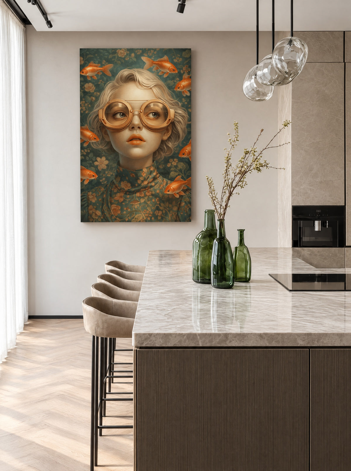 Dromen door Gouden Glazen als canvas zonder lijst aan de muur