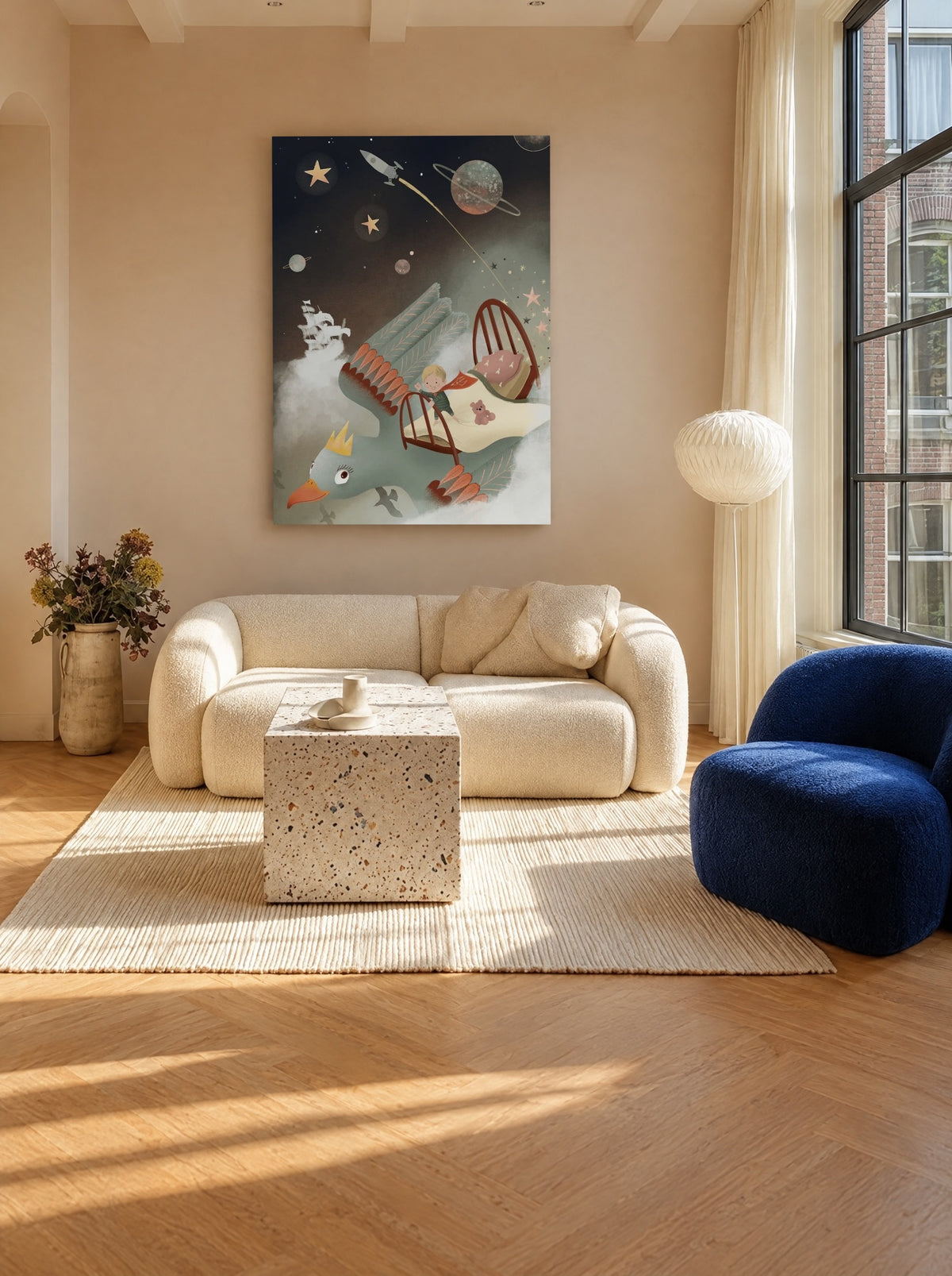 Dromenvlucht door Sterrenstof als canvas zonder lijst aan de muur