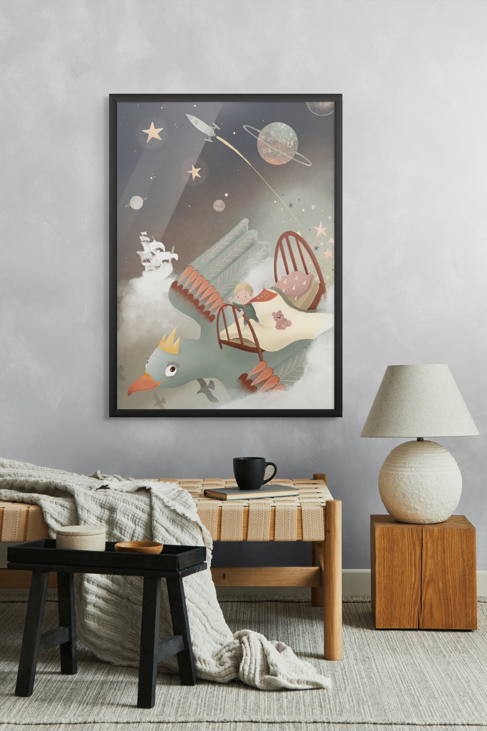 Dromenvlucht door Sterrenstof Wanddecoratie – Magisch Kinderkamer Canvas Print