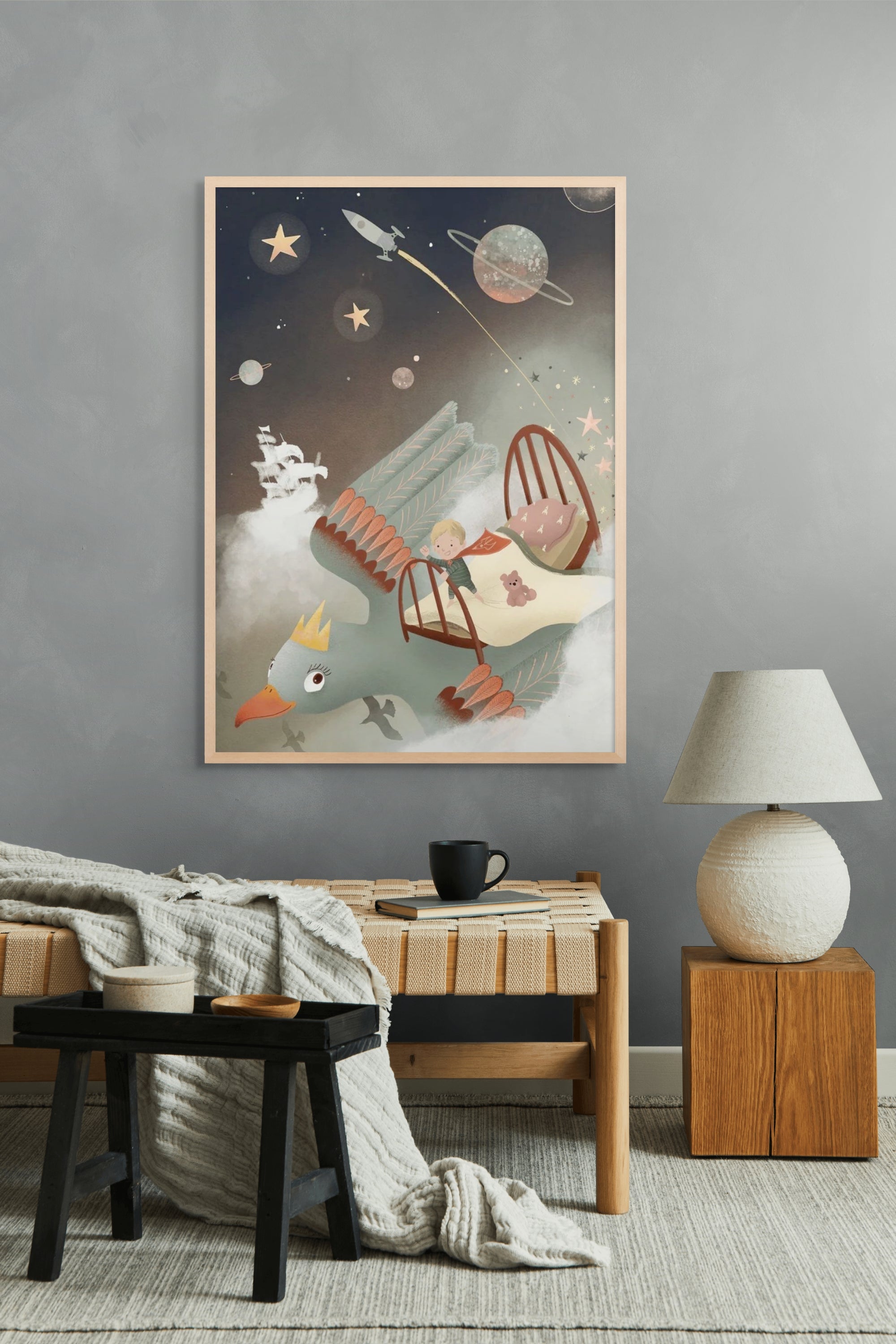 Dromenvlucht door Sterrenstof Wanddecoratie – Magisch Kinderkamer Canvas Print