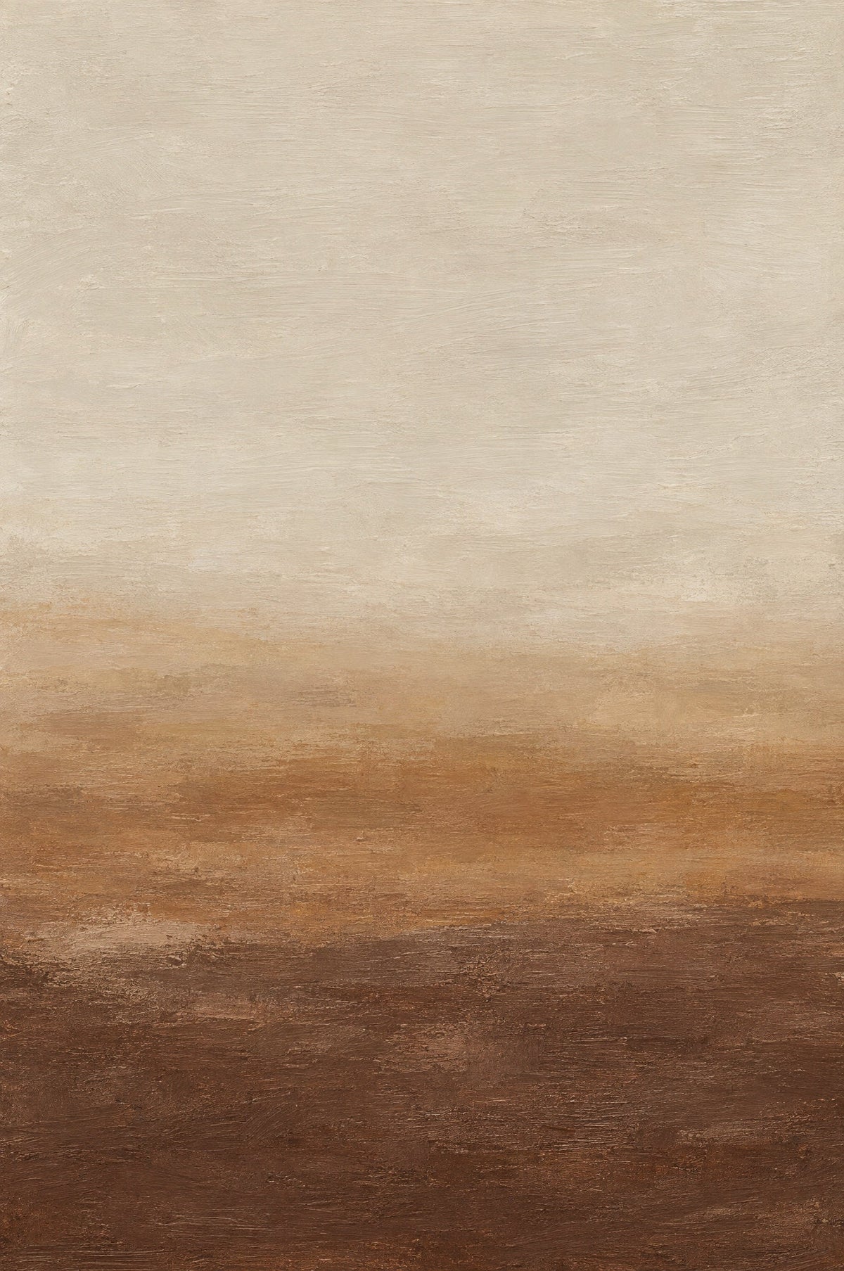 Abstract landschap in lagen van crèmekleurige lucht via caramel en oker naar aardebruin