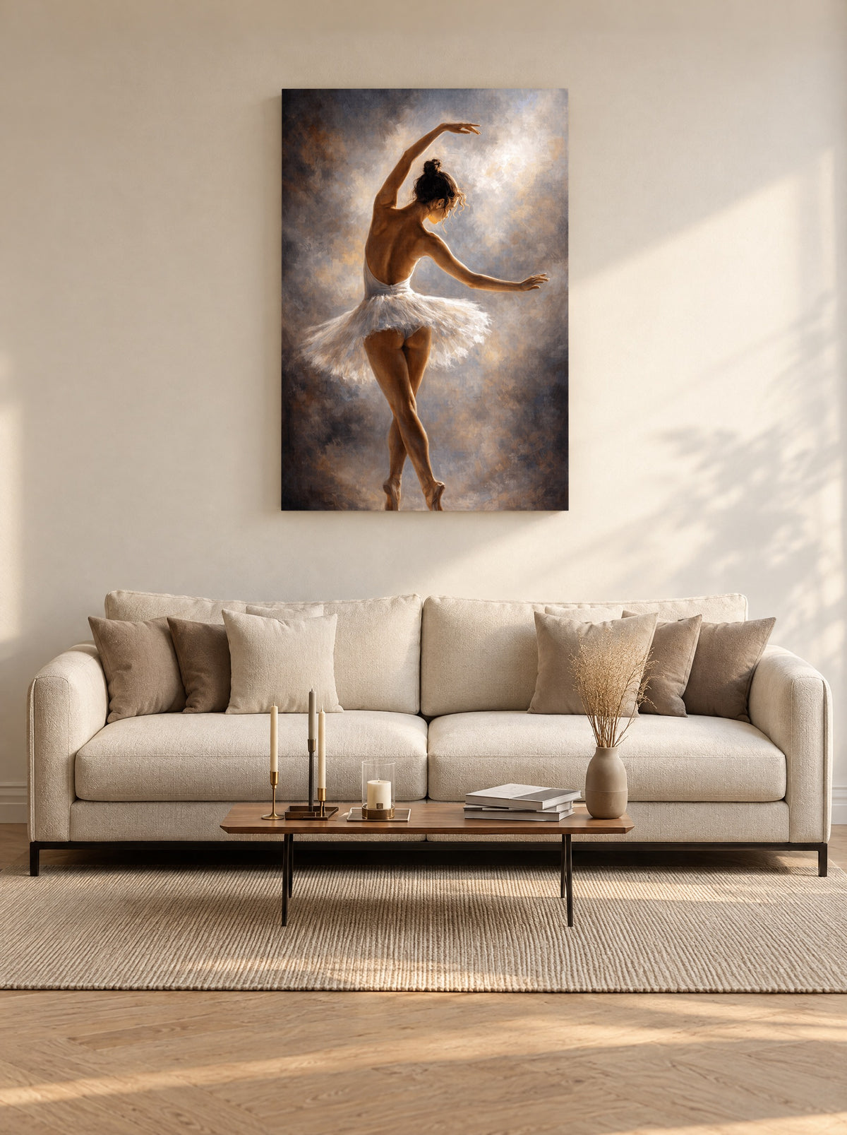 Elegante Prima Ballerina als canvas zonder lijst aan de muur