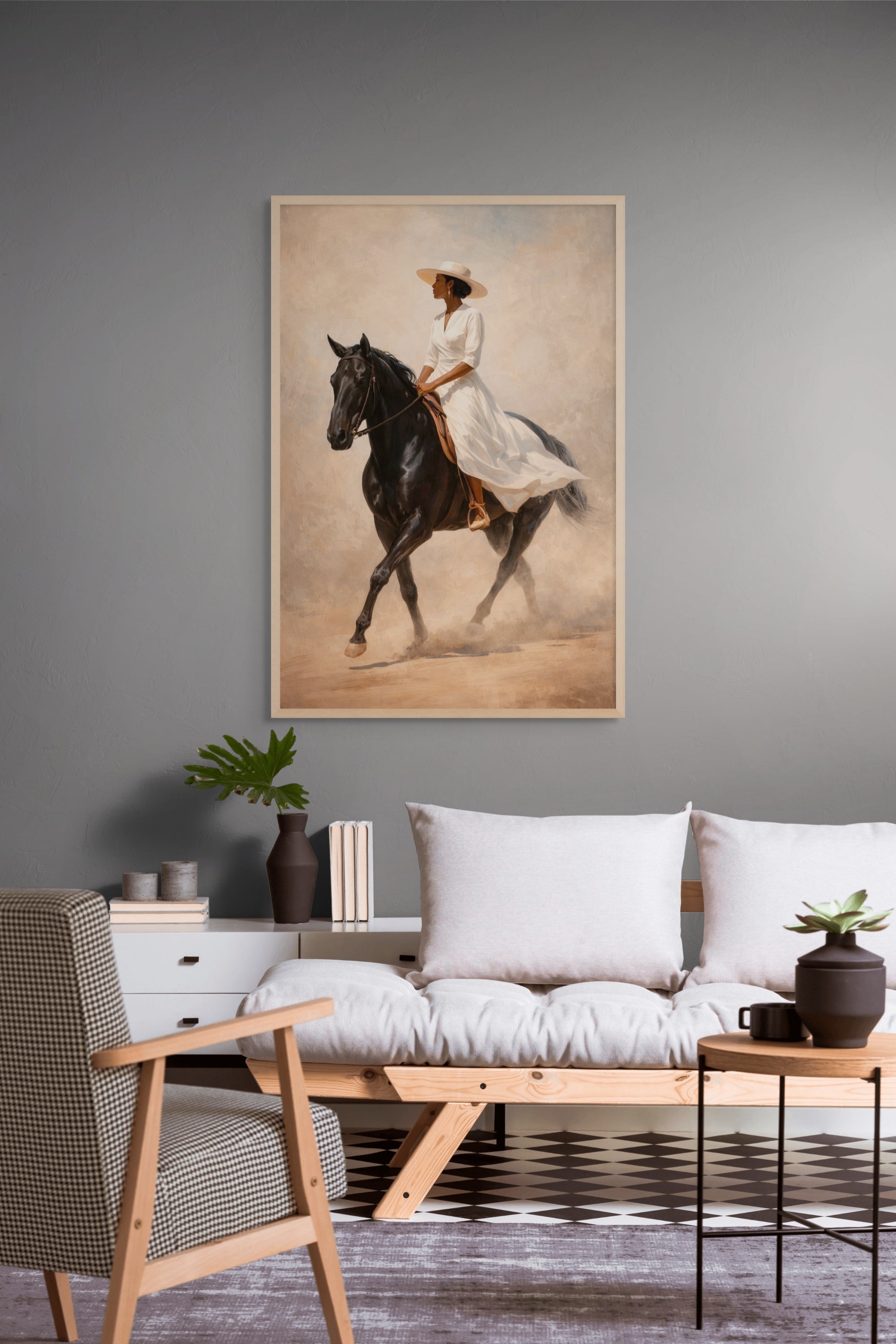 Paard in Beweging Wanddecoratie – Elegant Dieren Canvas Print