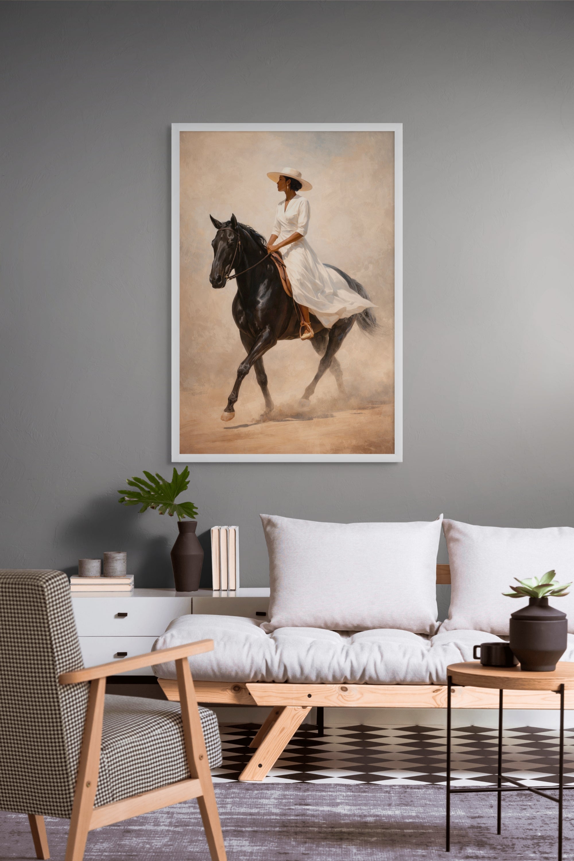 Paard in Beweging Wanddecoratie – Elegant Dieren Canvas Print