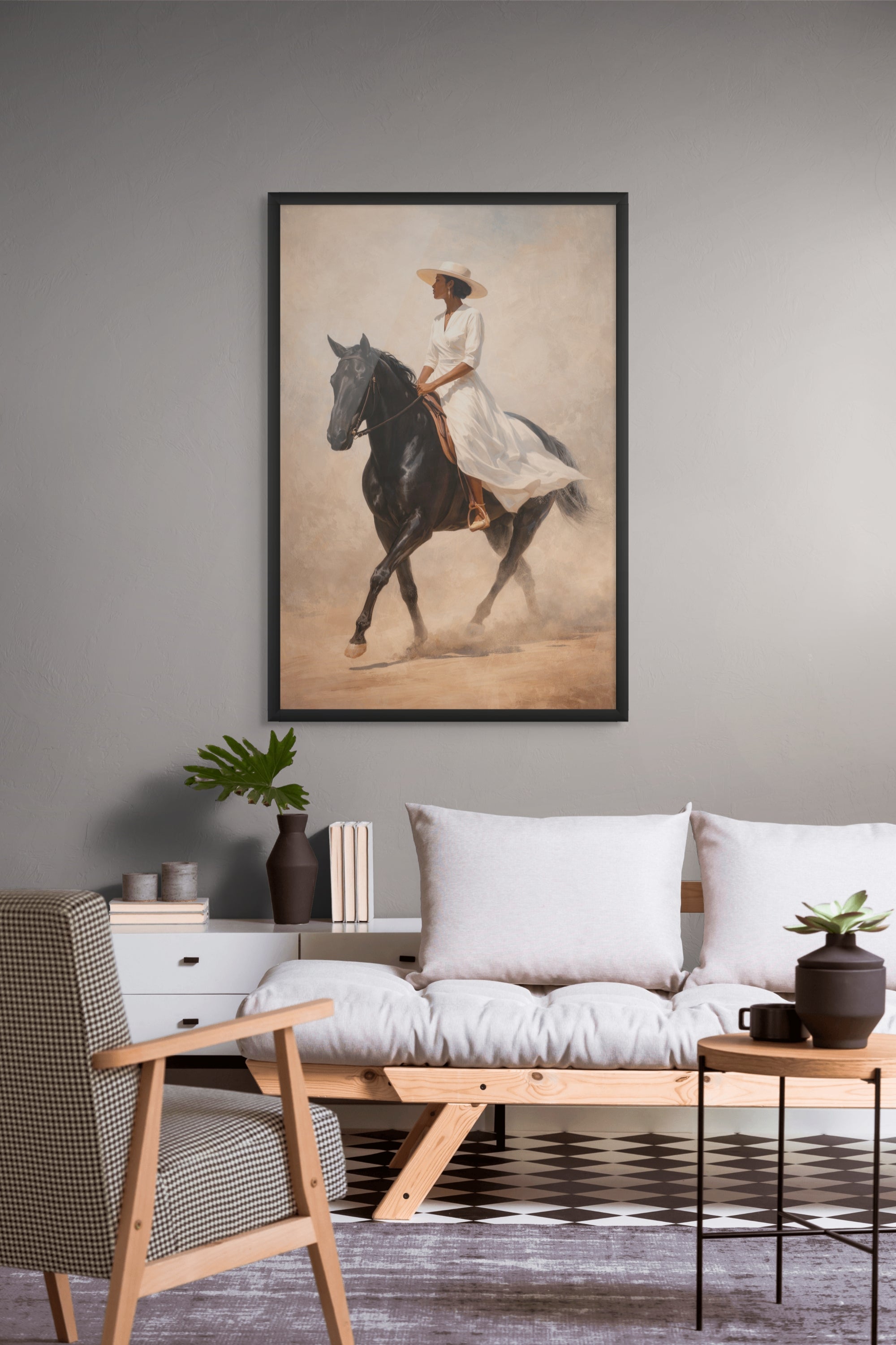 Paard in Beweging Wanddecoratie – Elegant Dieren Canvas Print