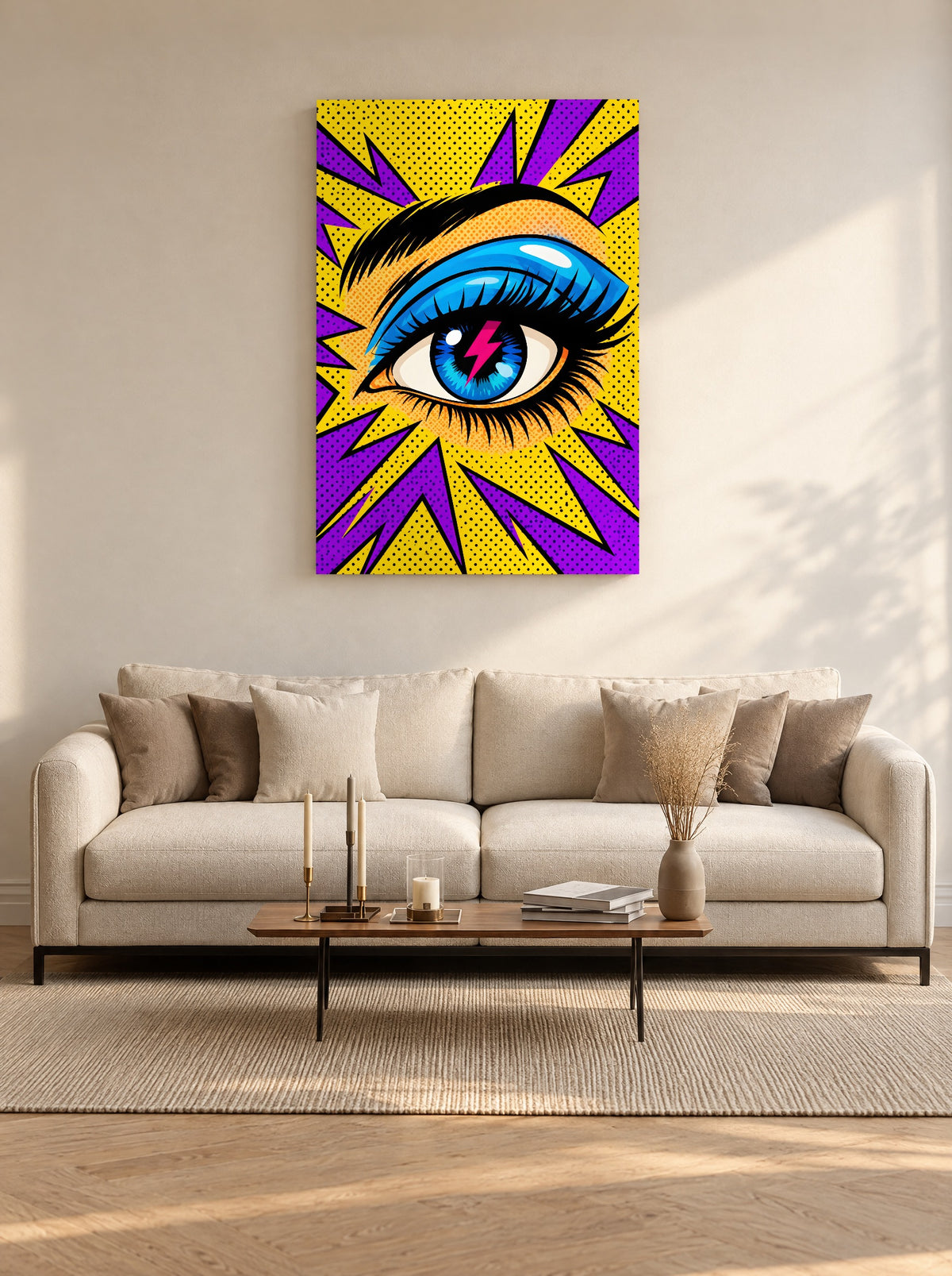 Elektrisch Oog Popart als canvas zonder lijst aan de muur