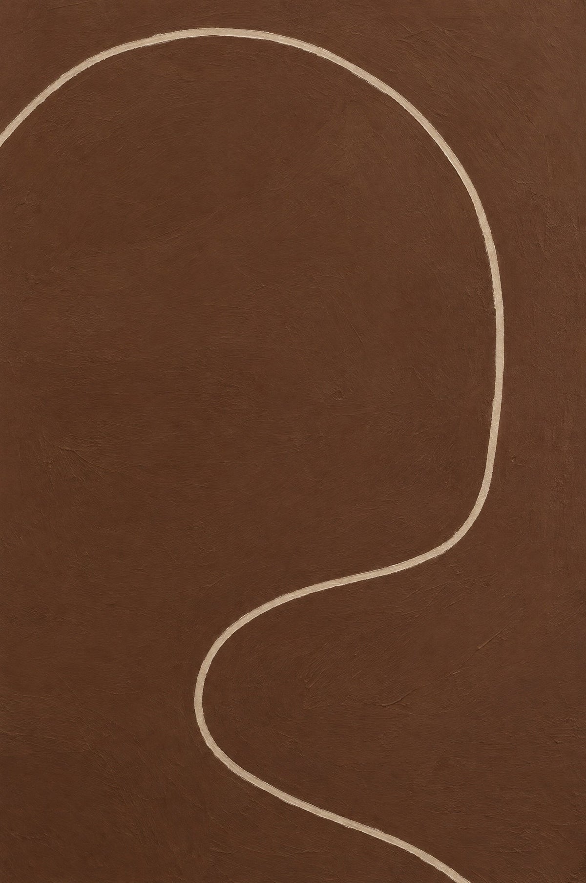 Minimalistische cremefarbene Linie in Bogen und Schlinge auf espressobraunem Grund