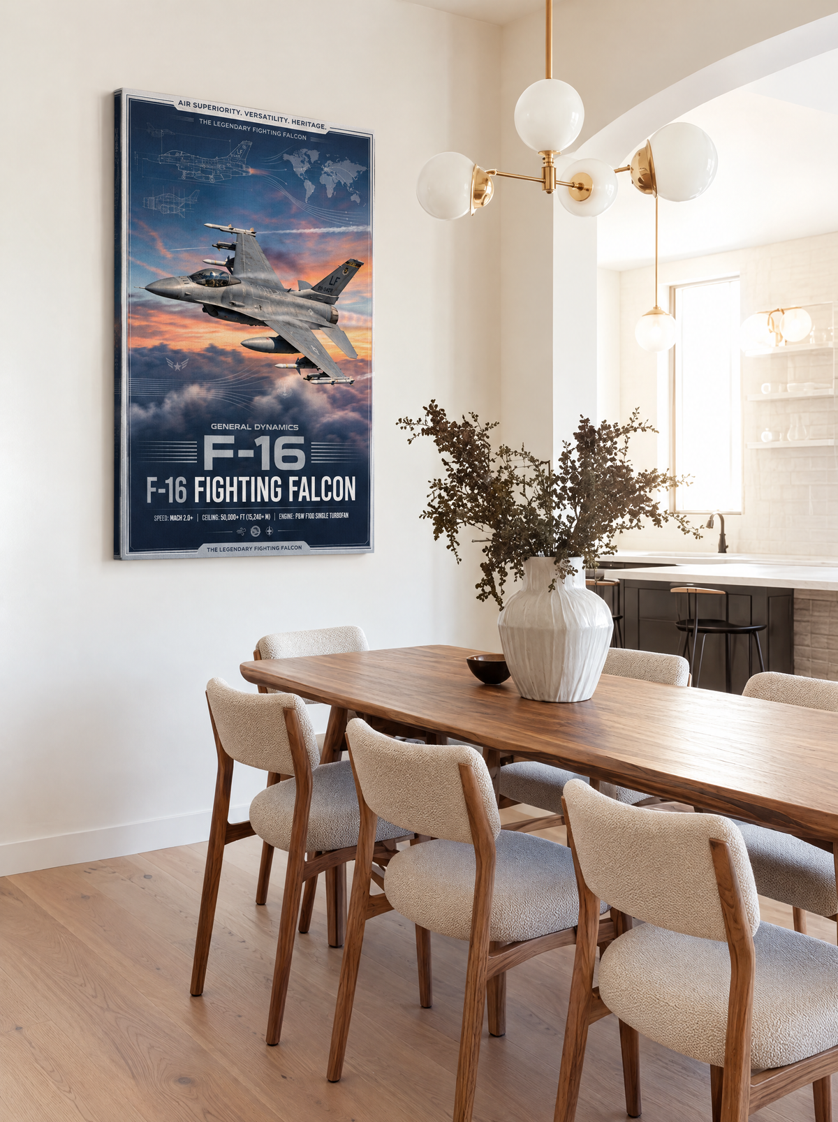 General Dynamics F-16 Fighting Falcon als canvas zonder lijst aan de muur