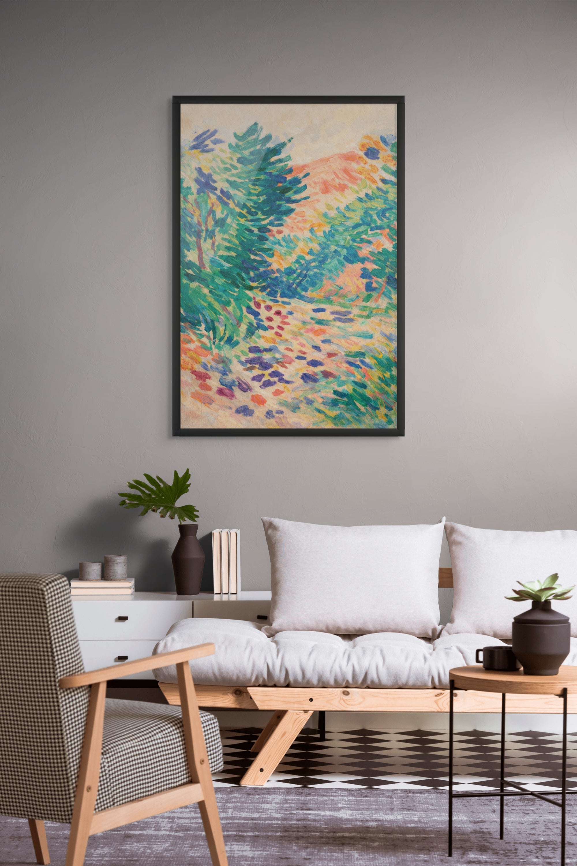 Zomer Landschap Wanddecoratie Pad – Kleurrijke Canvas Woonkamer Print