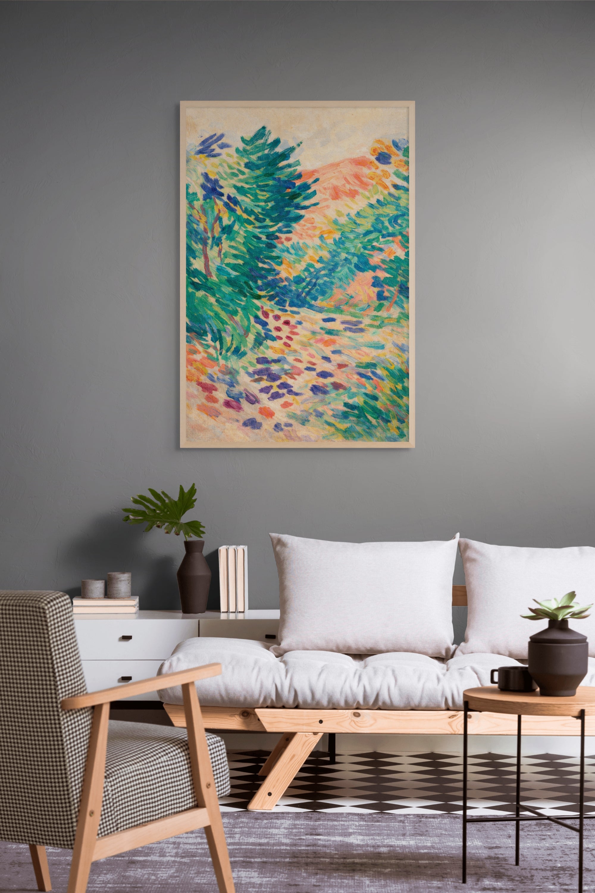 Zomer Landschap Wanddecoratie Pad – Kleurrijke Canvas Woonkamer Print