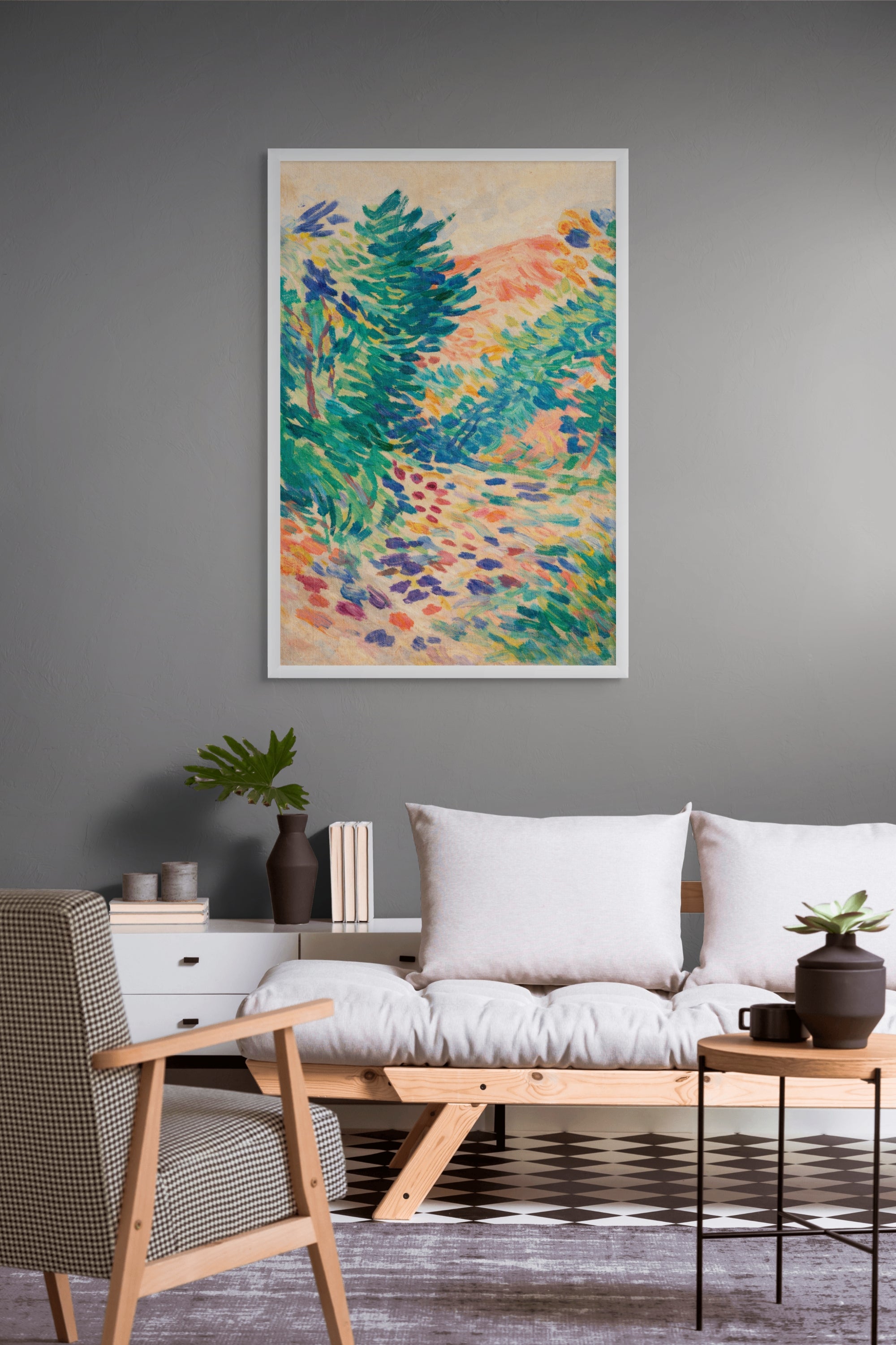 Zomer Landschap Wanddecoratie Pad – Kleurrijke Canvas Woonkamer Print