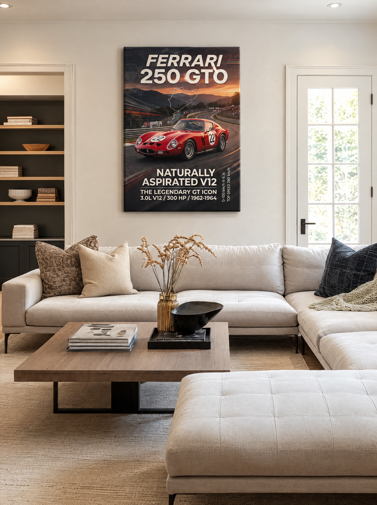 Ferrari 250 GTO als canvas zonder lijst aan de muur