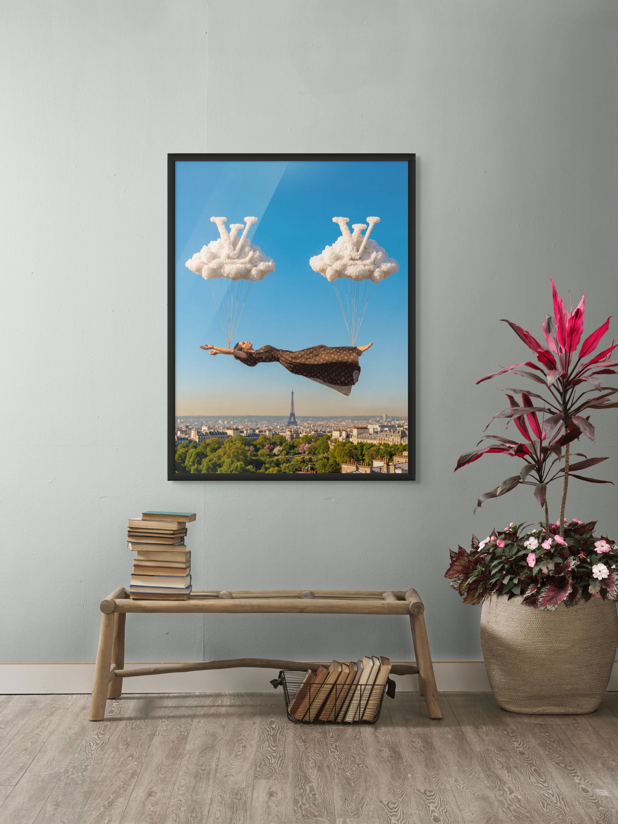 Träume über Pariser Blauhimmel – Wandbild auf Leinwand, Aluminium oder Poster