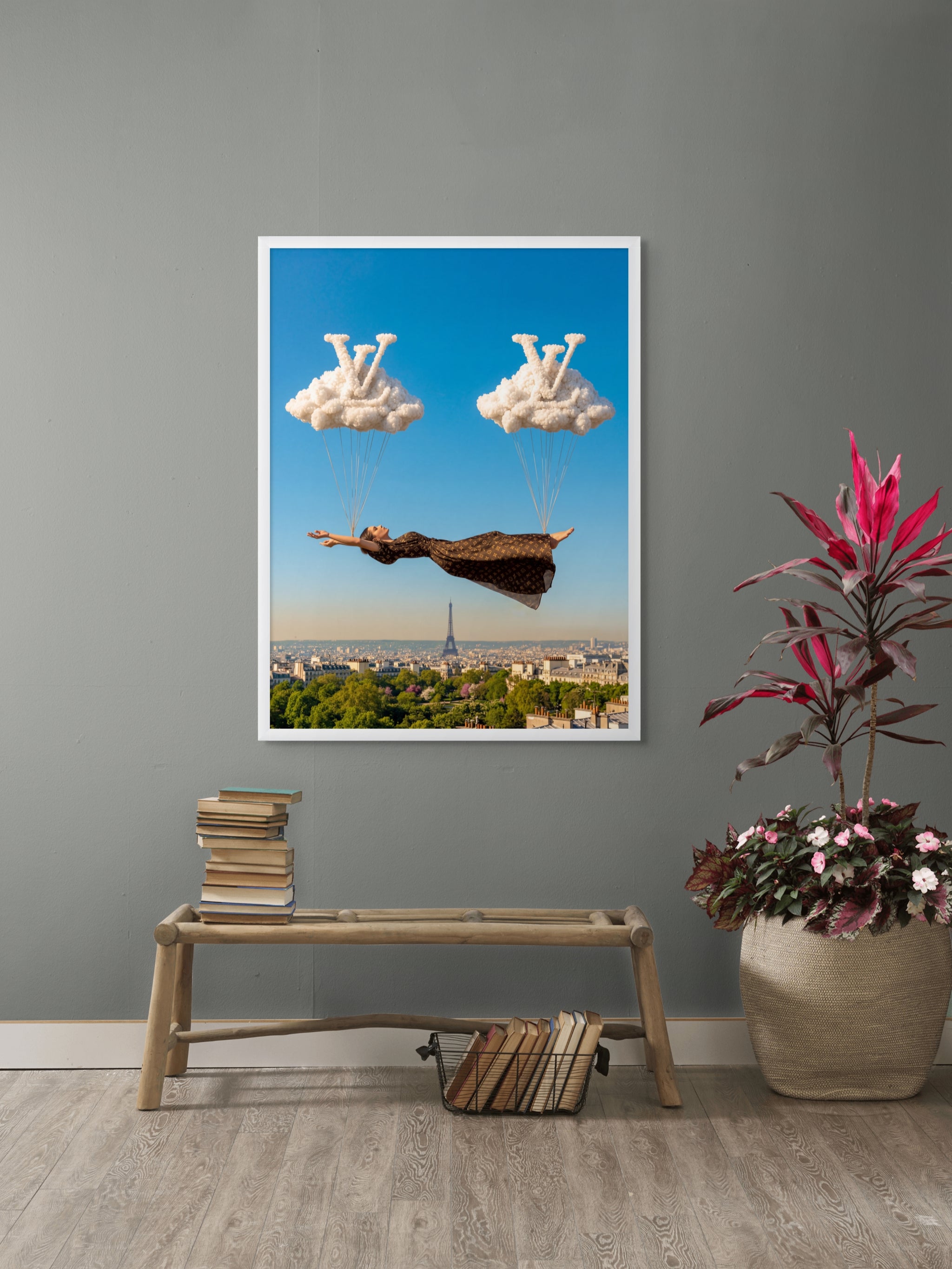 Träume über Pariser Blauhimmel – Wandbild auf Leinwand, Aluminium oder Poster