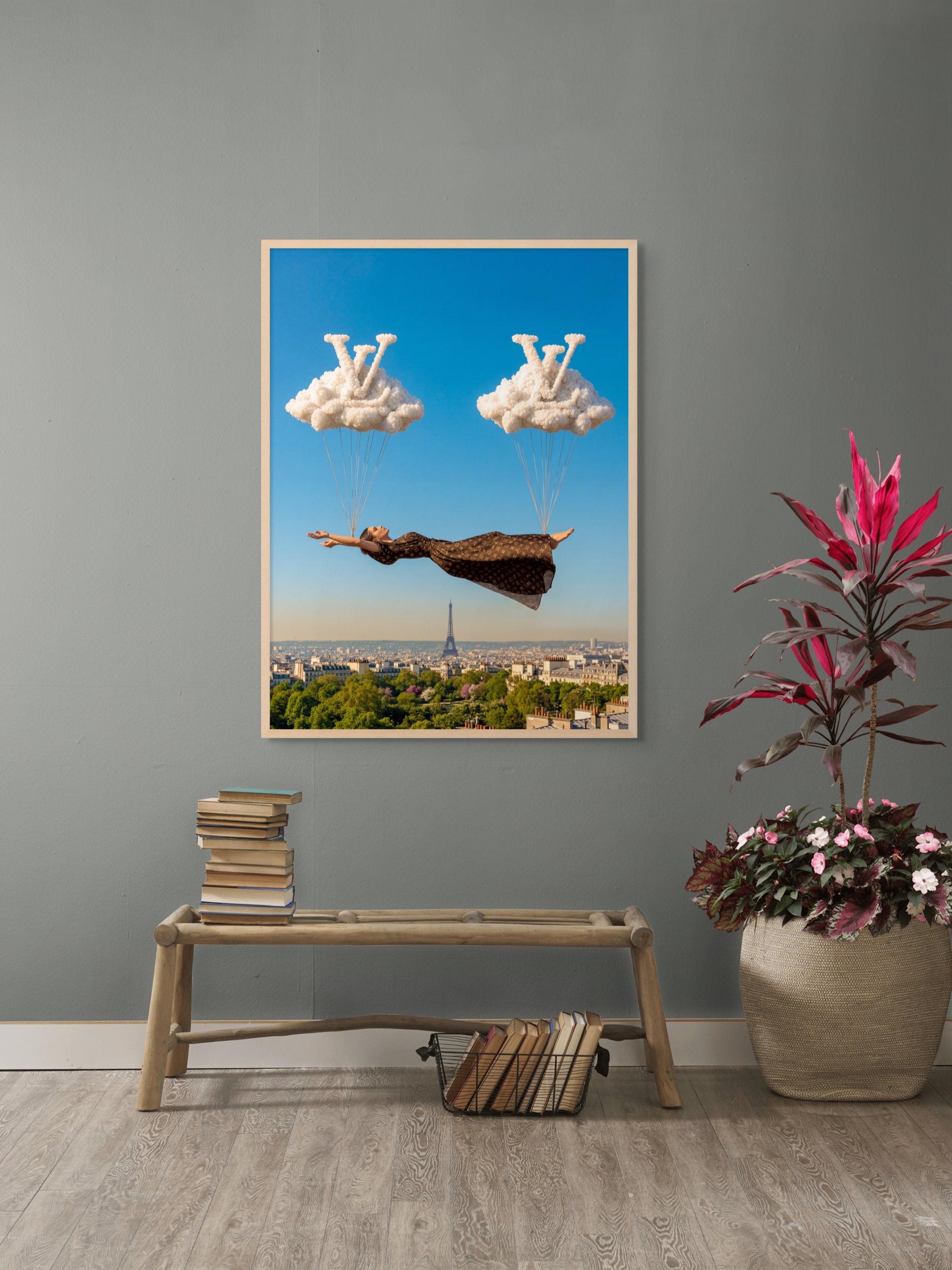 Träume über Pariser Blauhimmel – Wandbild auf Leinwand, Aluminium oder Poster
