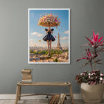 Bloemenparaplu boven Parijs Wanddecoratie – Romantisch Bloemen Canvas Print