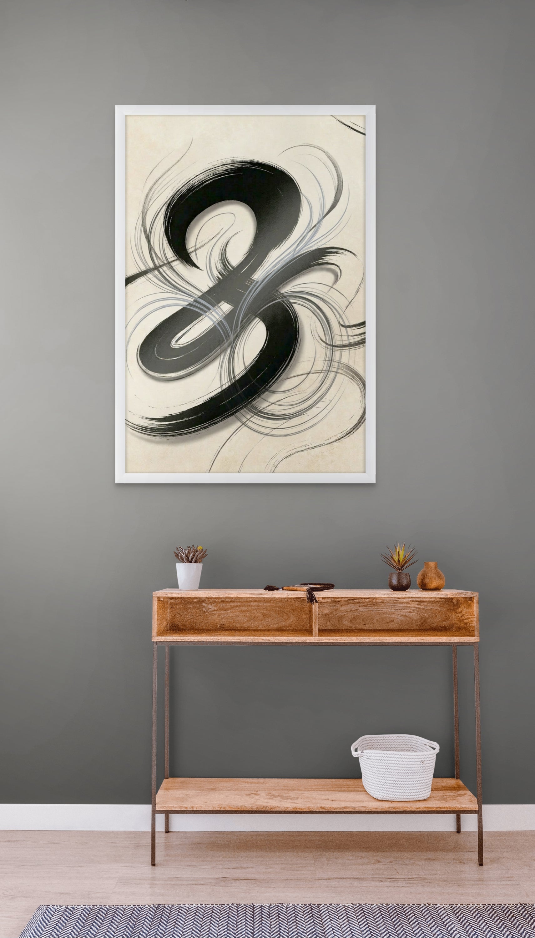 Zwart-Wit Abstract Wanddecoratie – Moderne Canvas Woonkamer Print