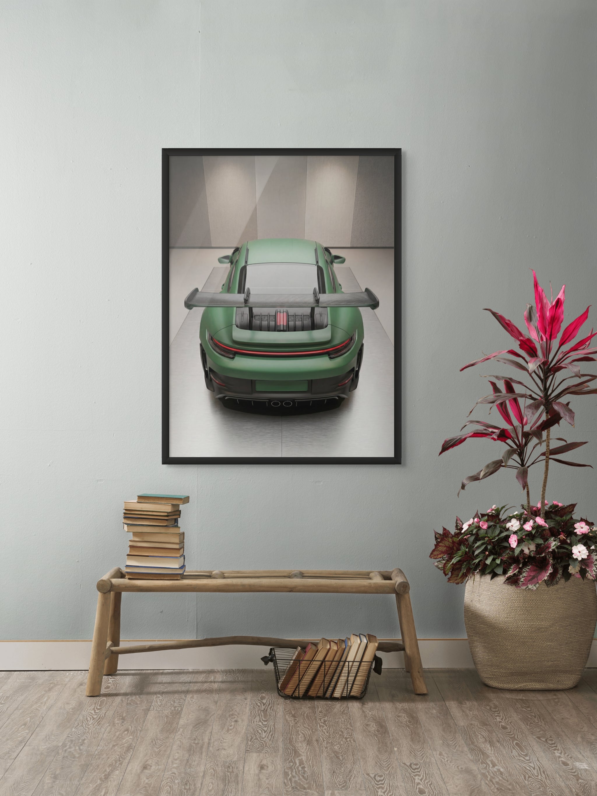 Emerald Apex Rush Wanddecoratie – Sportieve Auto Canvas Print