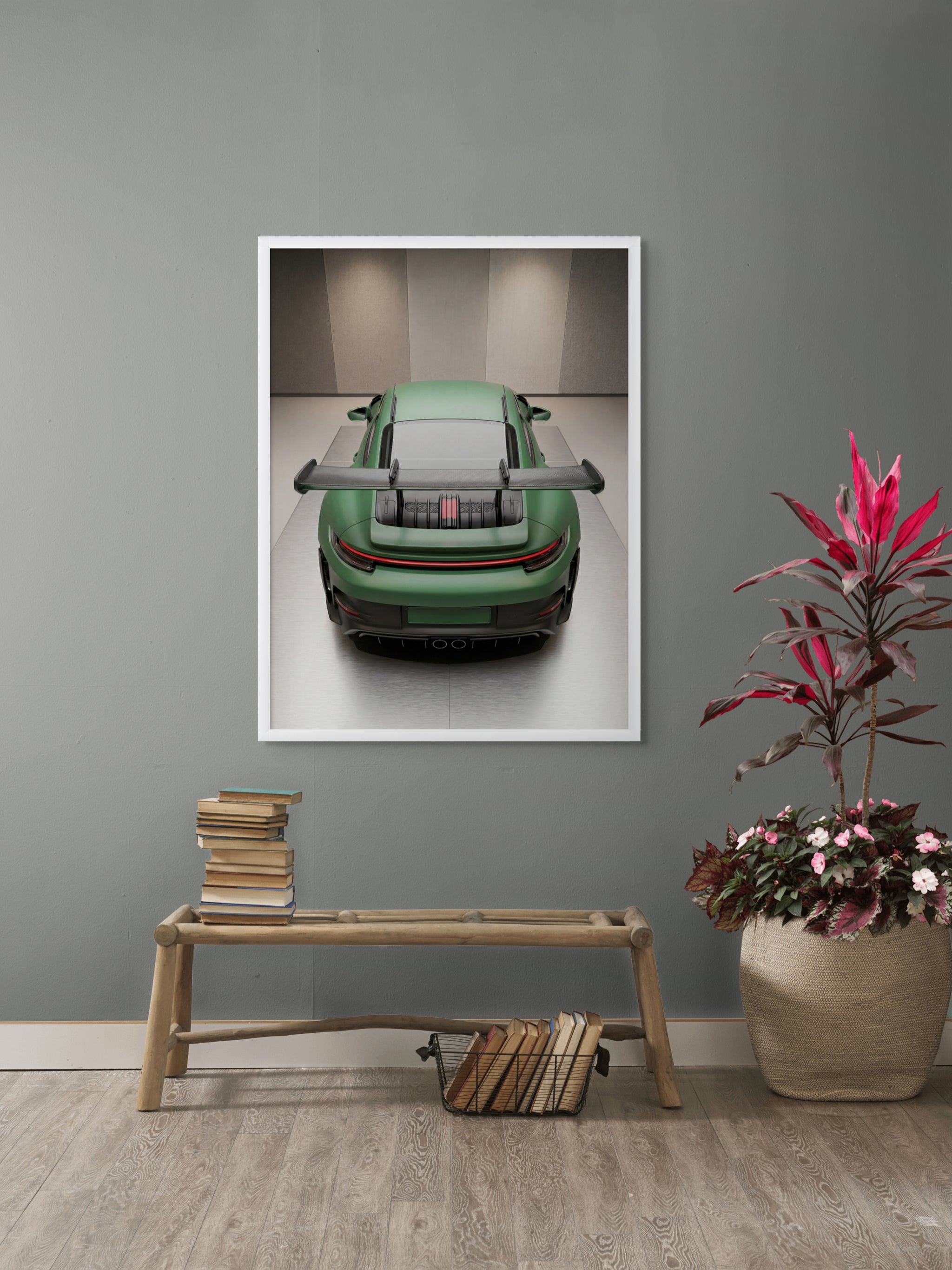 Emerald Apex Rush Wanddecoratie – Sportieve Auto Canvas Print