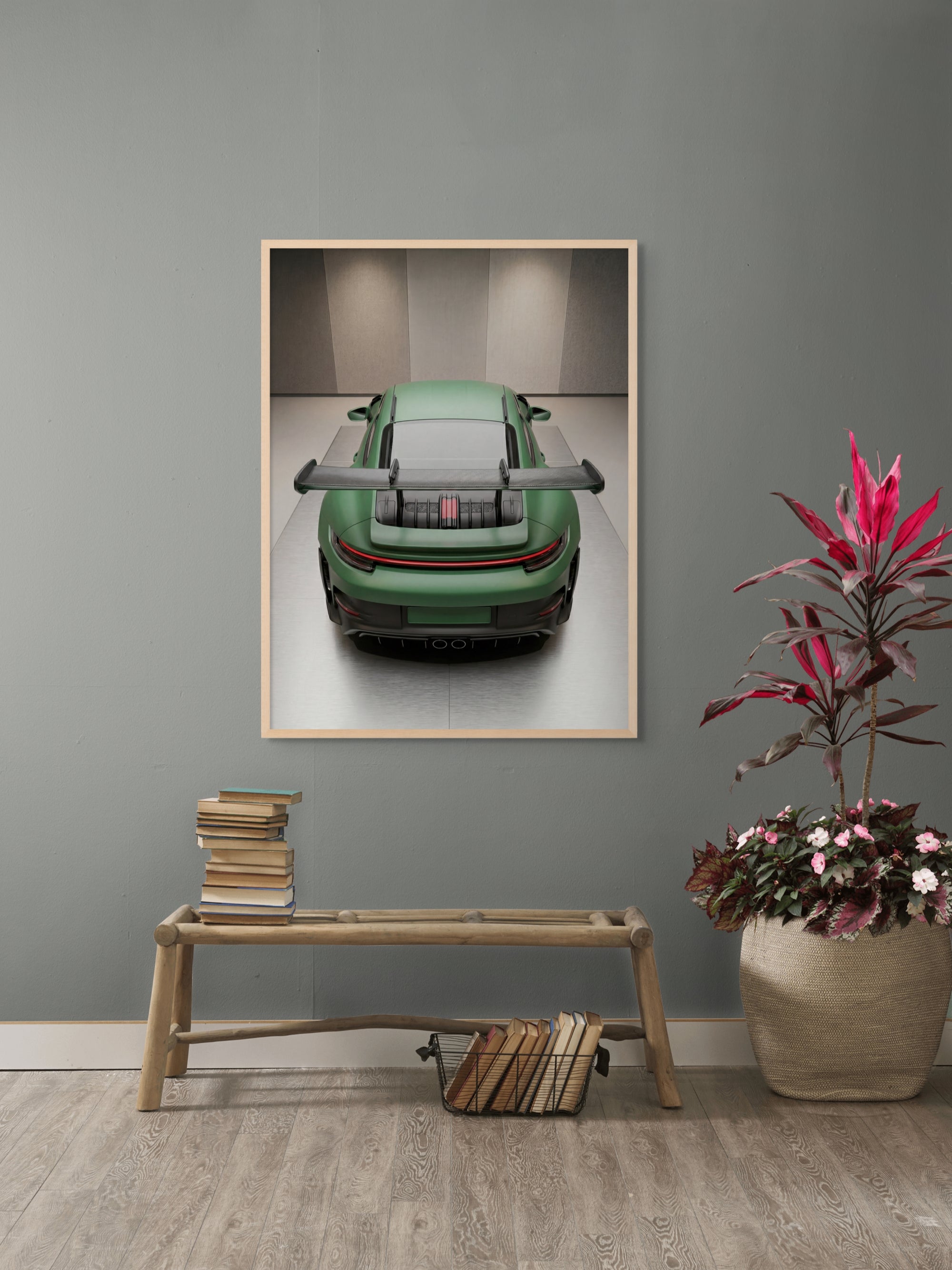 Emerald Apex Rush Wanddecoratie – Sportieve Auto Canvas Print