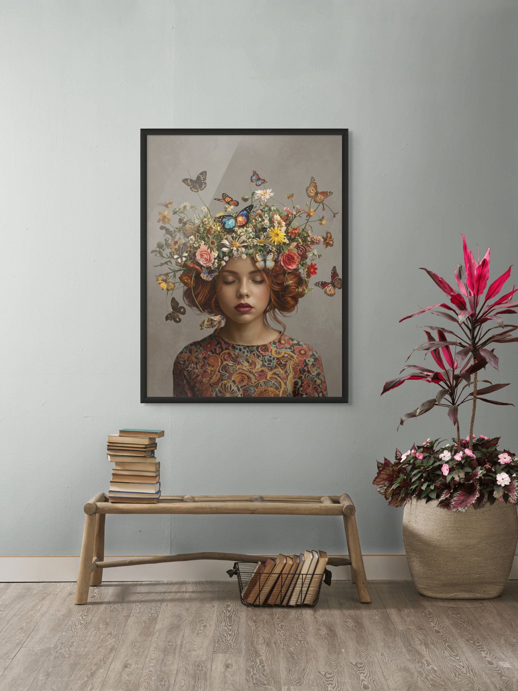 Vlinder Reverie Muze Wanddecoratie – Dromerig Vrouwelijk Canvas Print