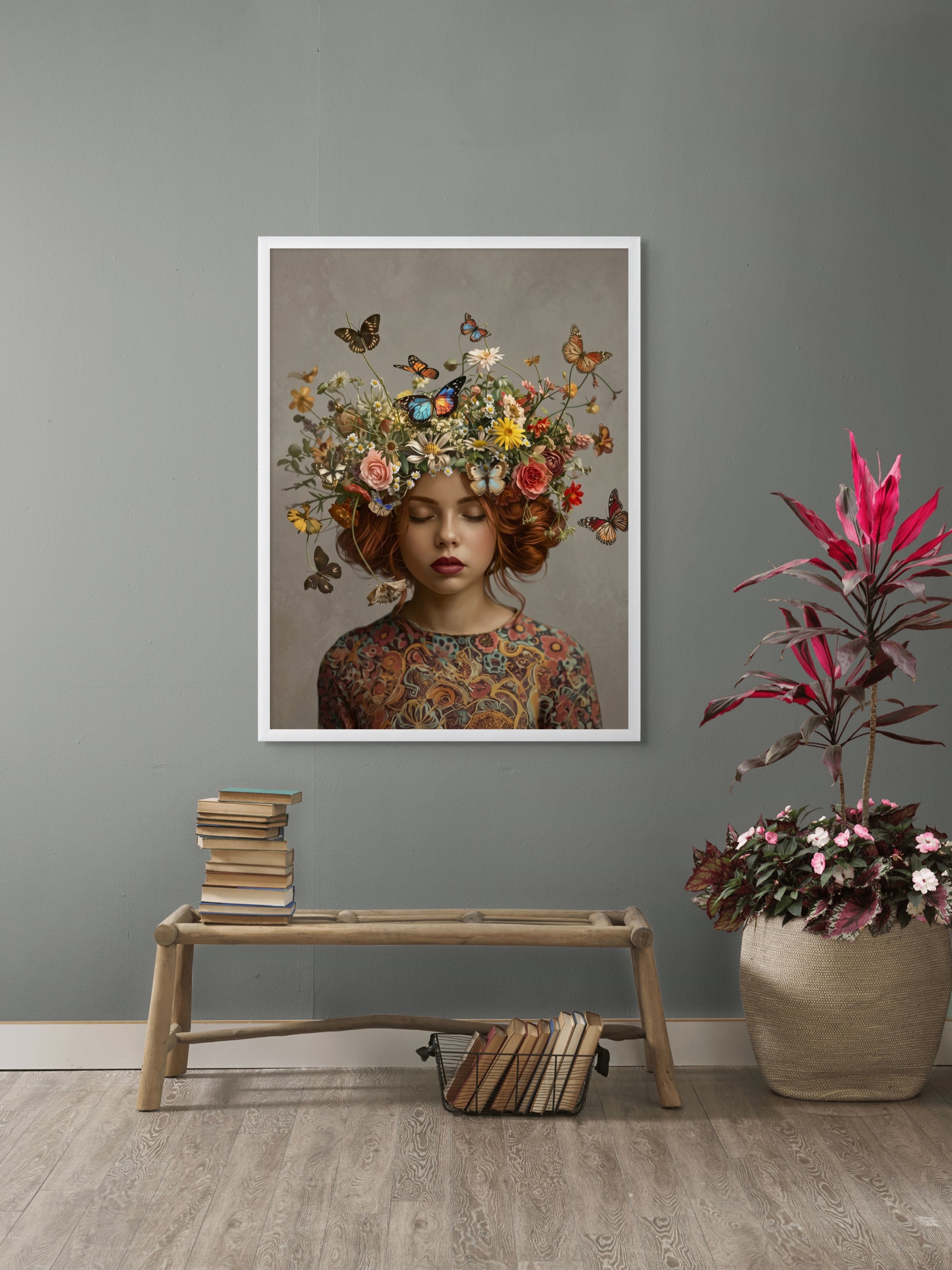 Vlinder Reverie Muze Wanddecoratie – Dromerig Vrouwelijk Canvas Print