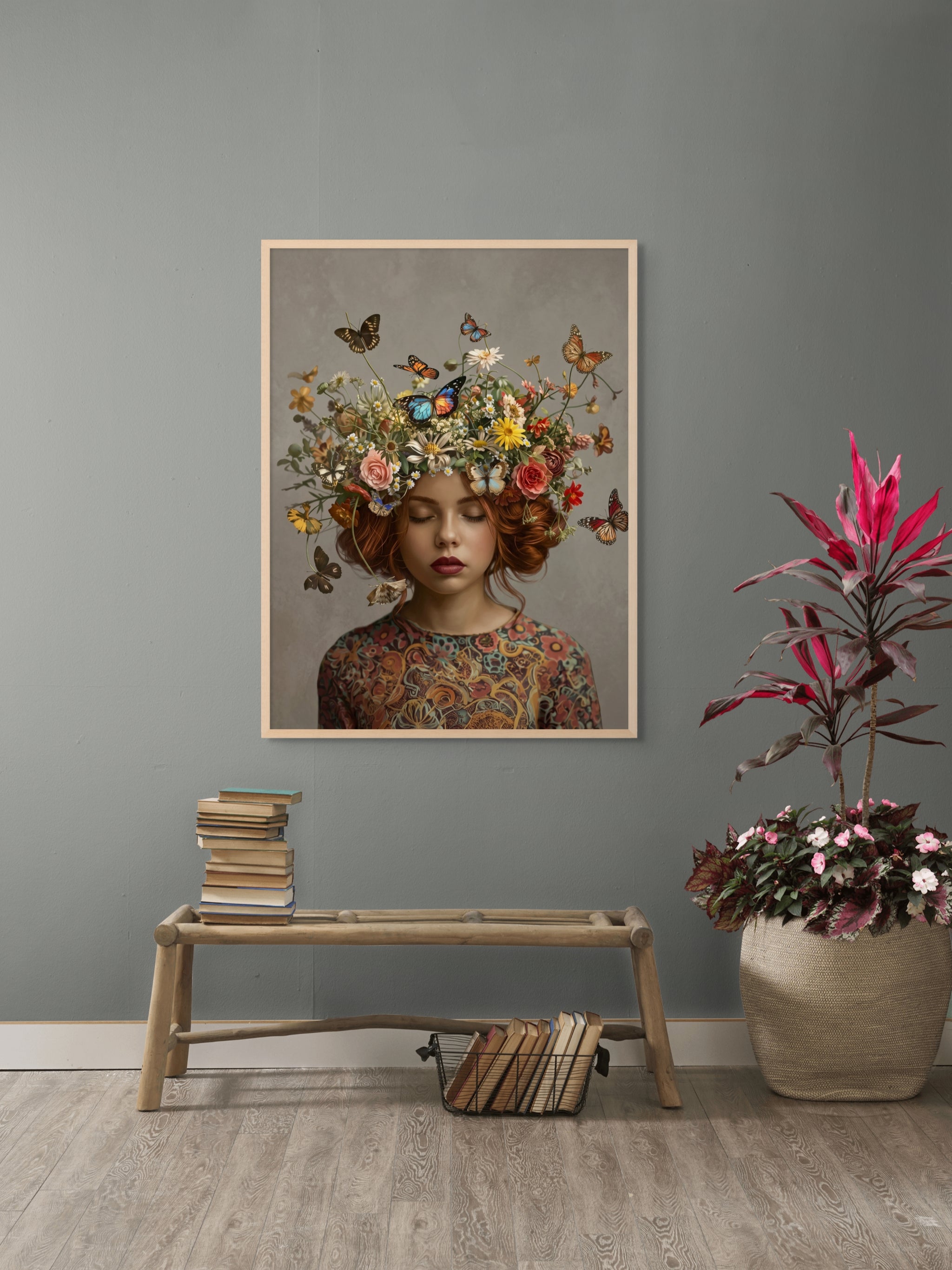 Vlinder Reverie Muze Wanddecoratie – Dromerig Vrouwelijk Canvas Print