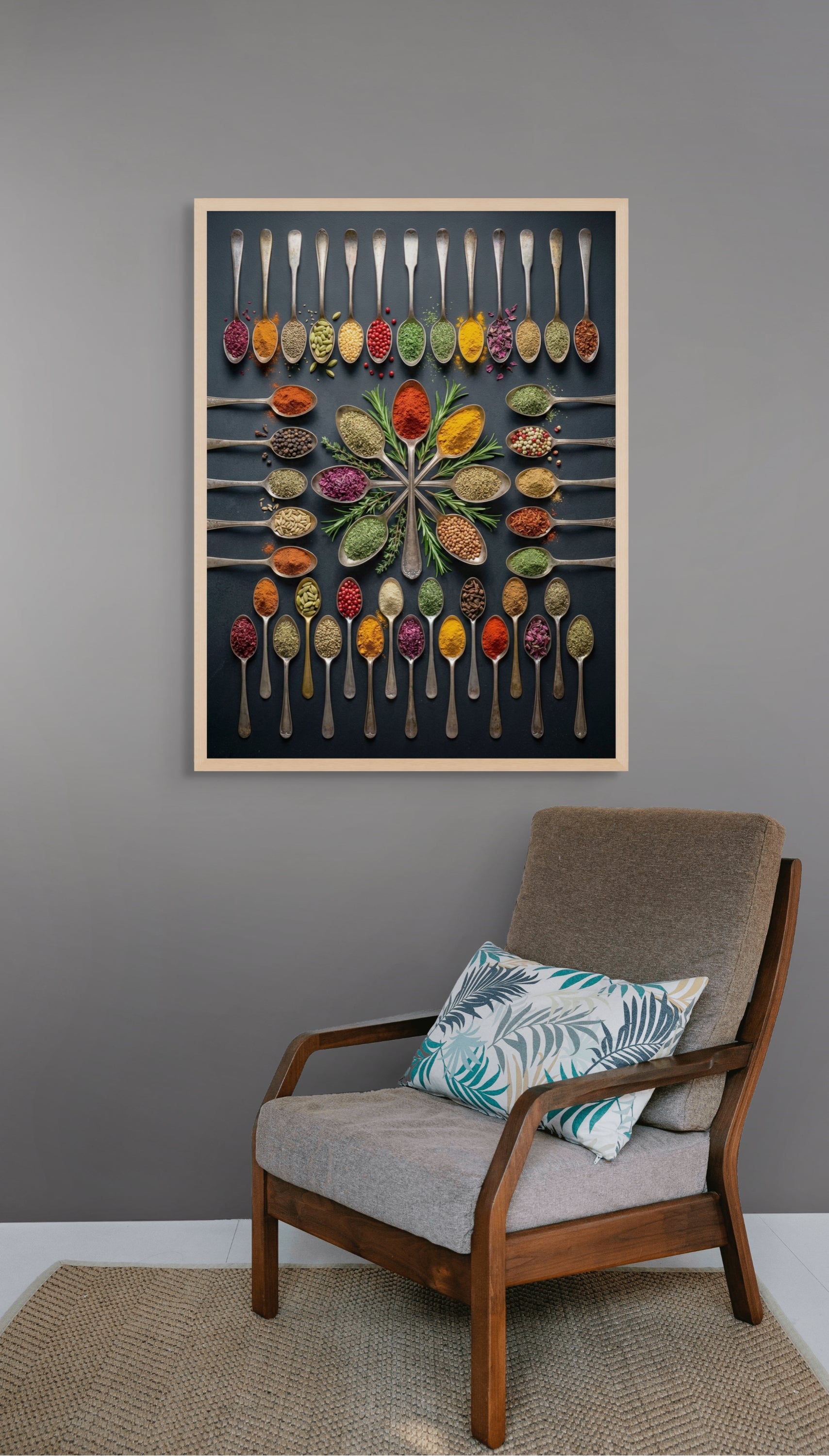 Kräuterkreis voller Charakter – Wandbild auf Leinwand, Aluminium oder Poster