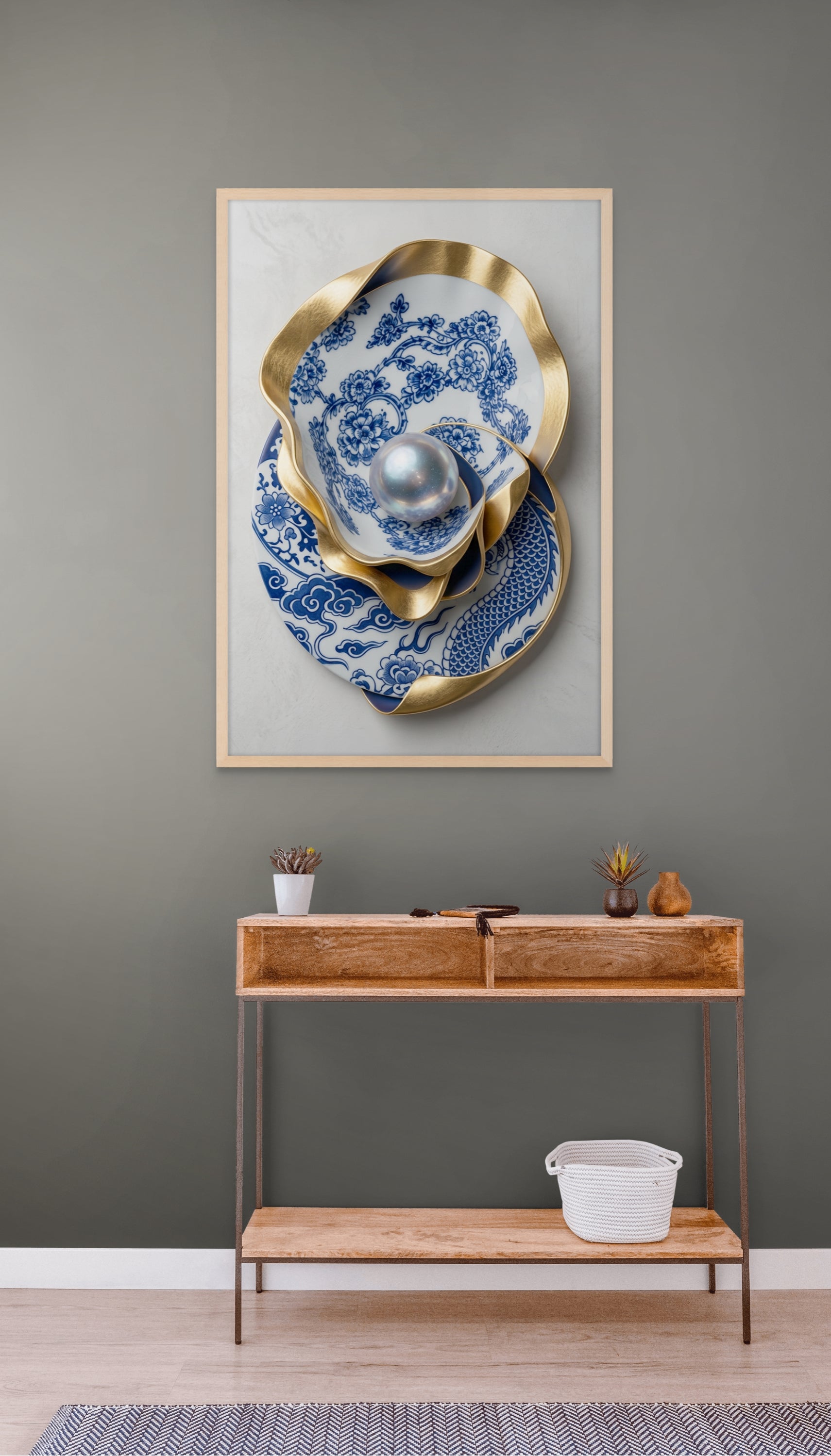 Delfts Blauw Bloemen Wanddecoratie Porselein – Elegante Canvas Print