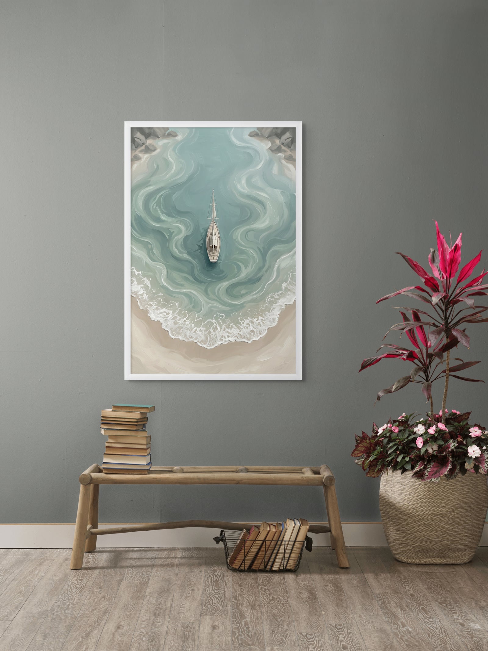 Driftwood Silence Wanddecoratie – Serene Kust Canvas Print