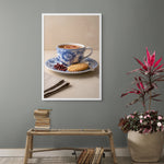 Blauwe Bloemthee Break Wanddecoratie – Sfeervolle Keuken Canvas Print