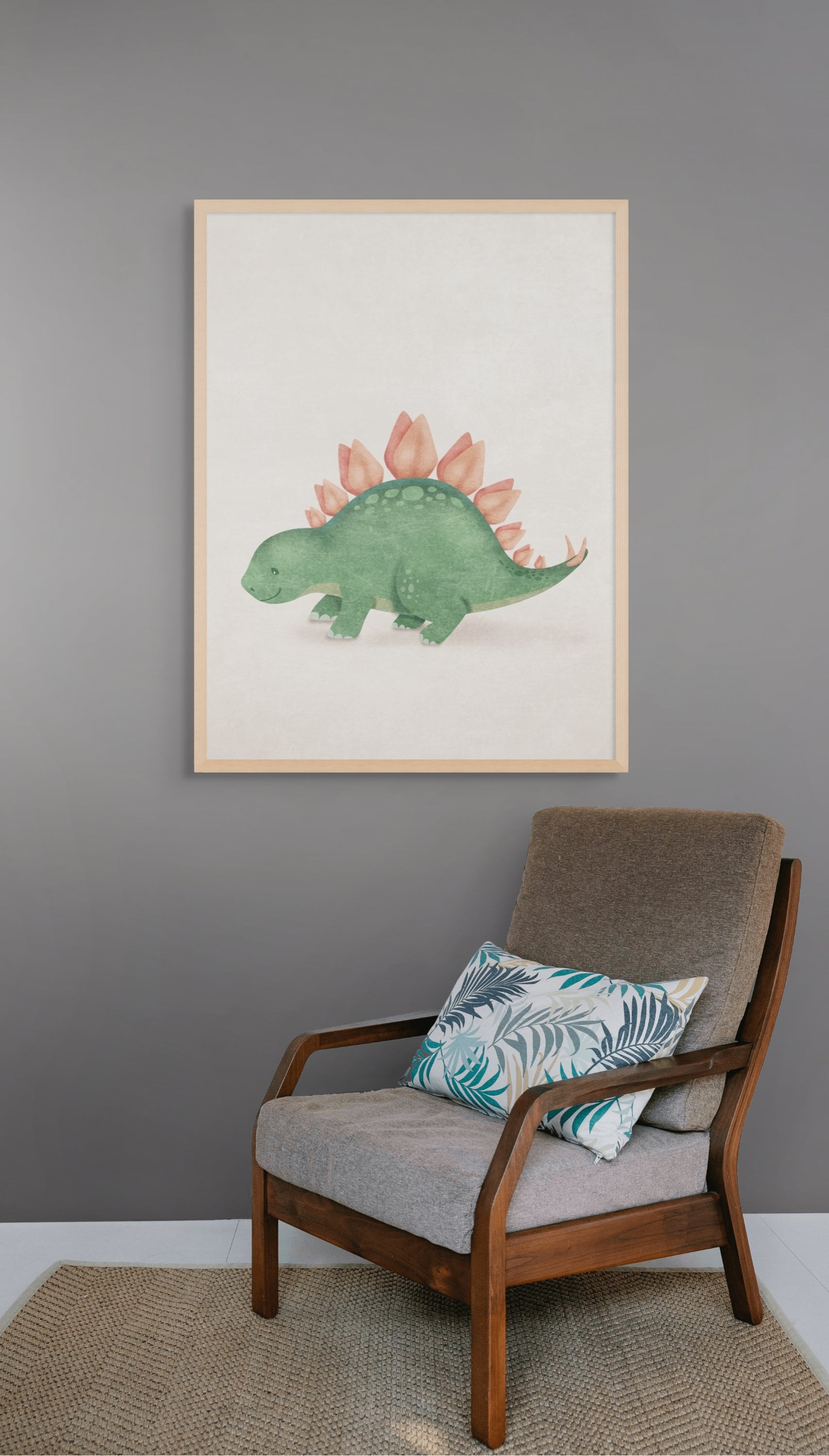 Dinosaurus Wanddecoratie Kinderkamer – Schattige Canvas of Poster Print