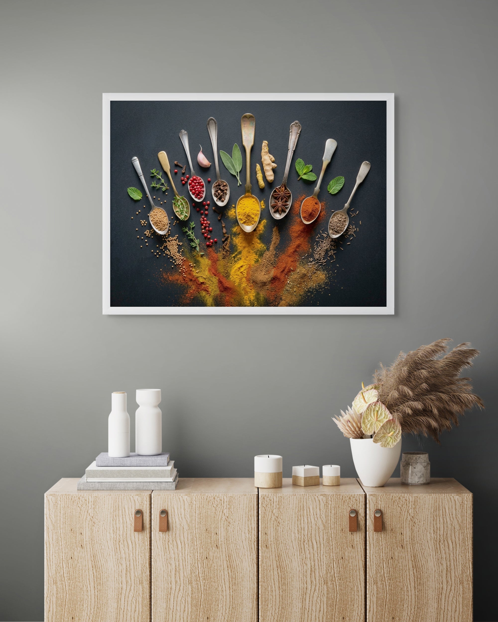 Spice Symphony Splash – Wandbild auf Leinwand, Aluminium oder Poster