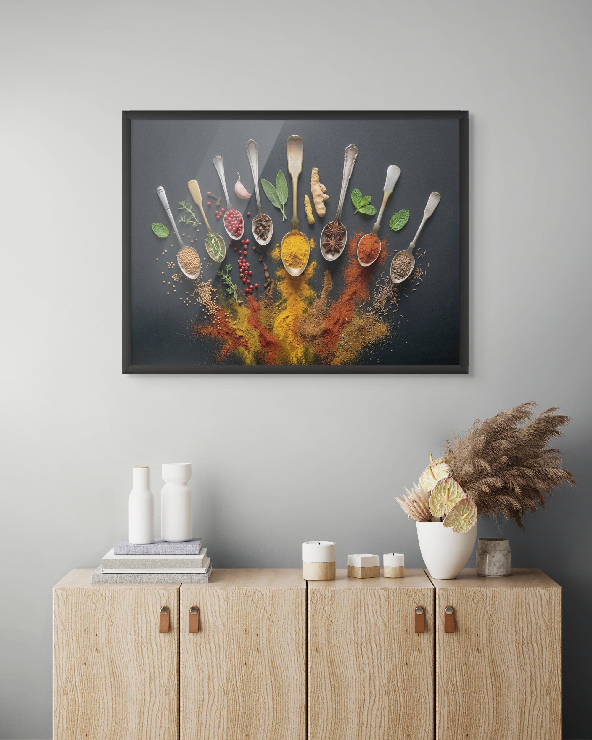 Spice Symphony Splash – Wandbild auf Leinwand, Aluminium oder Poster