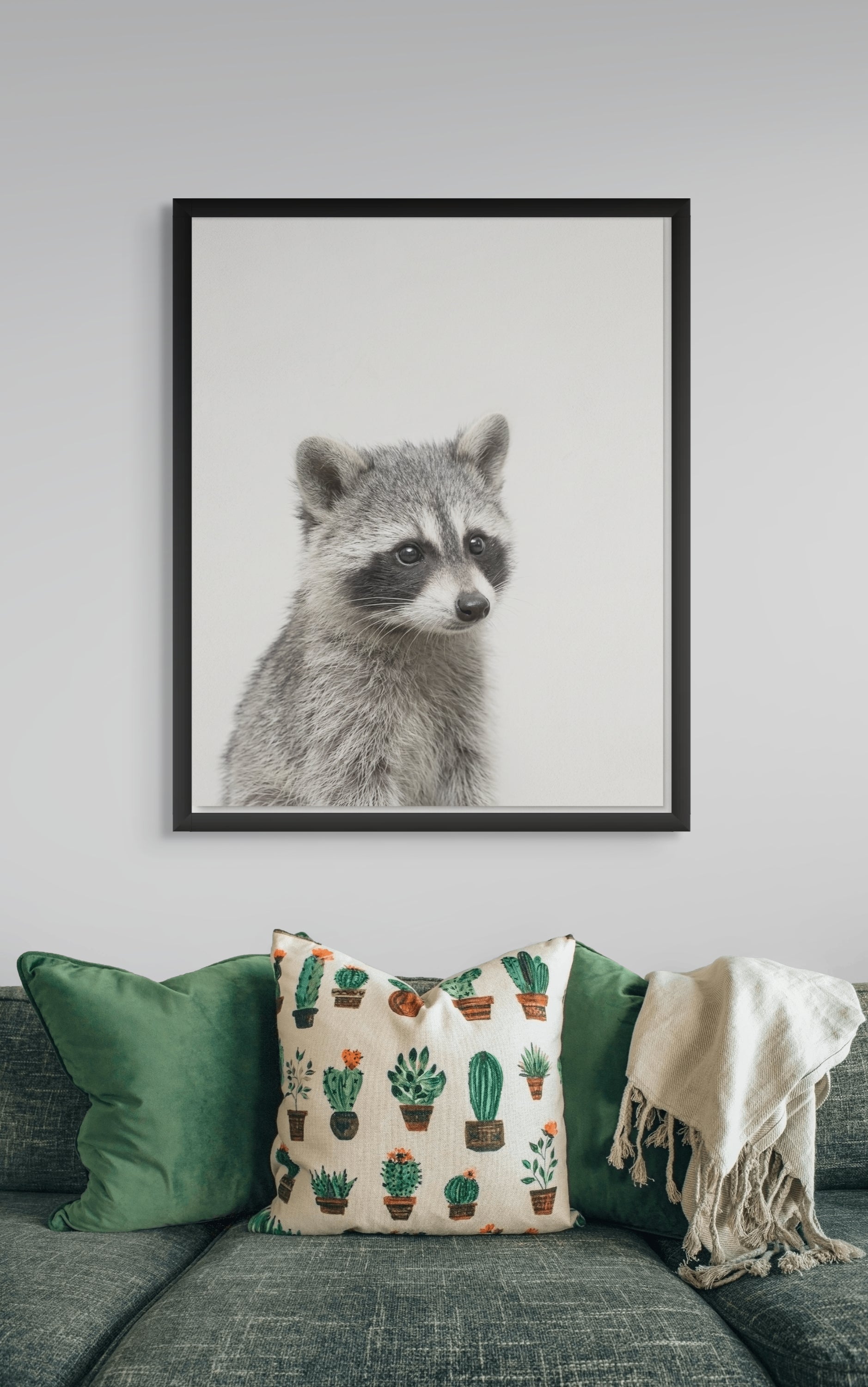 Wasbeer Wanddecoratie Kinderkamer – Schattige Dieren Canvas Print