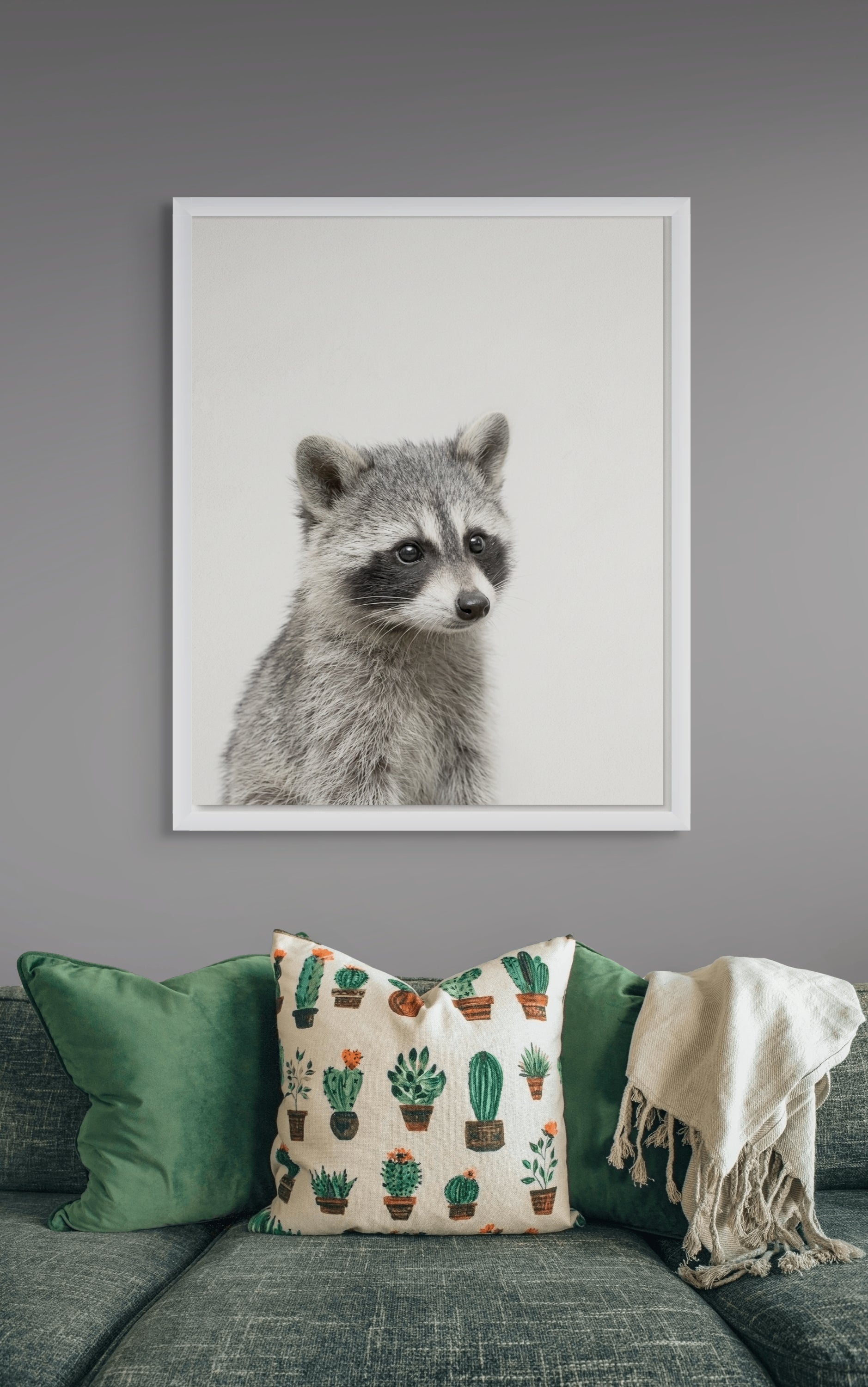 Wasbeer Wanddecoratie Kinderkamer – Schattige Dieren Canvas Print