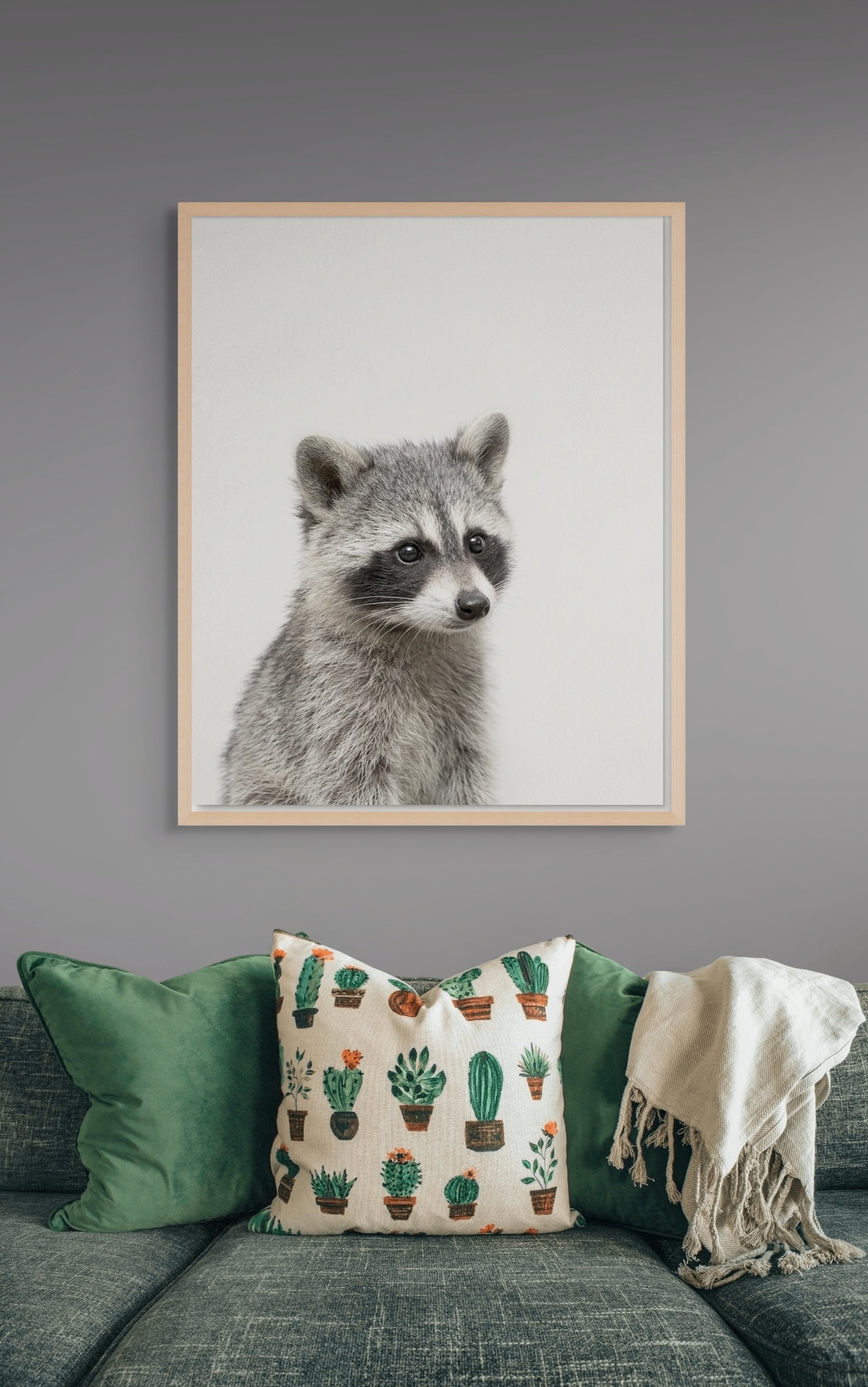 Wasbeer Wanddecoratie Kinderkamer – Schattige Dieren Canvas Print