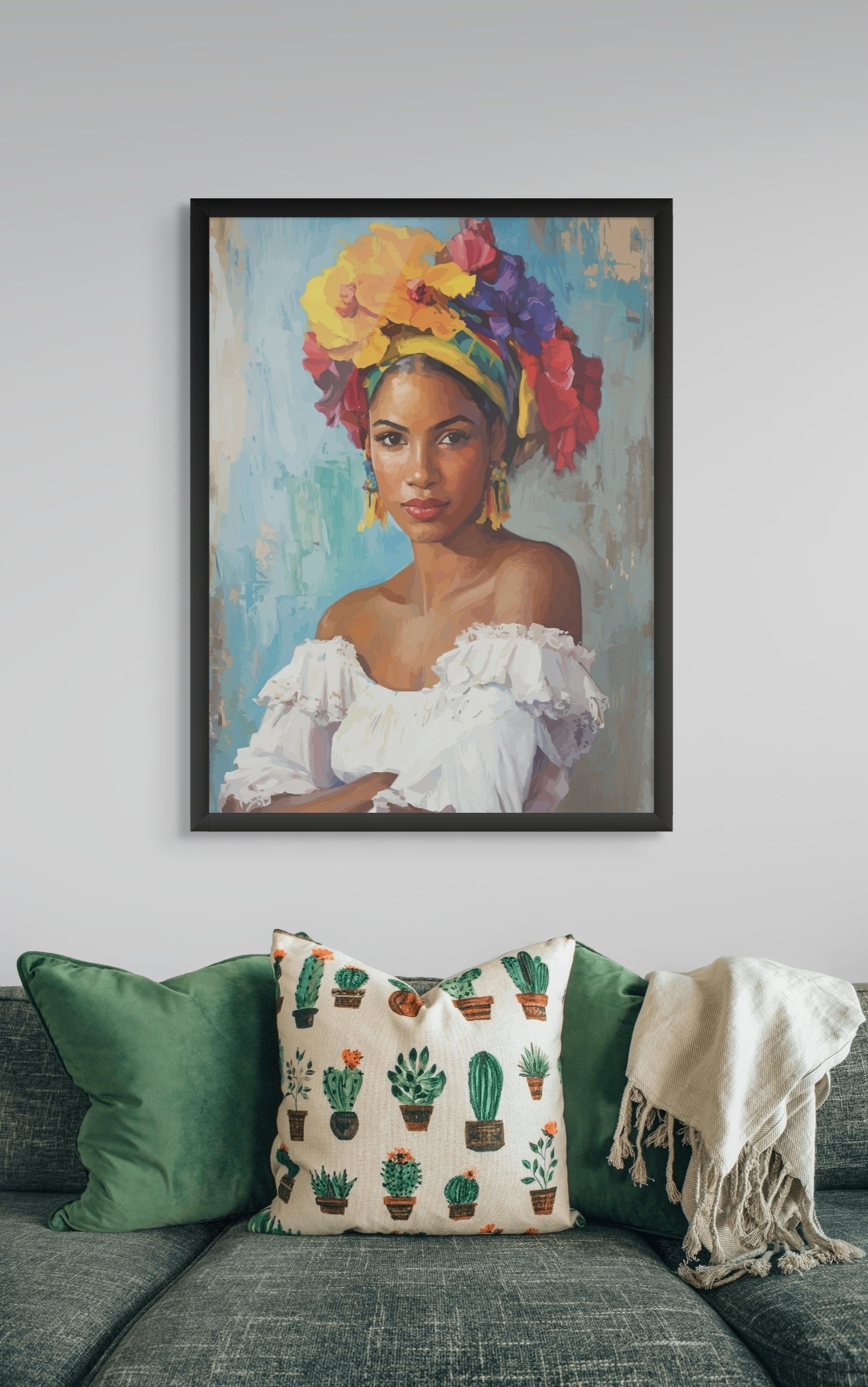 Frida Bloemen Wanddecoratie Havana – Kleurrijke Canvas of Aluminium Print