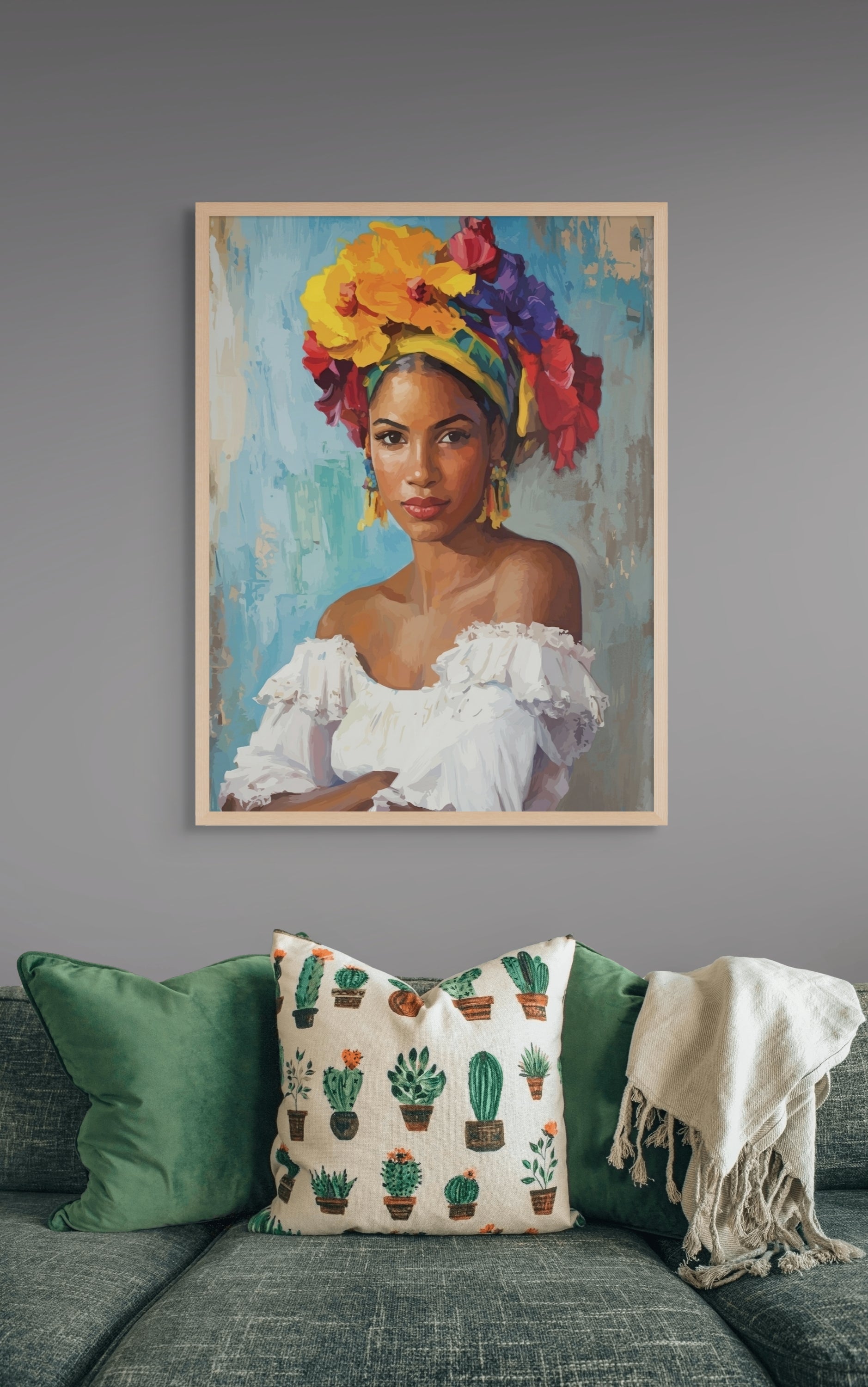 Frida Bloemen Wanddecoratie Havana – Kleurrijke Canvas of Aluminium Print