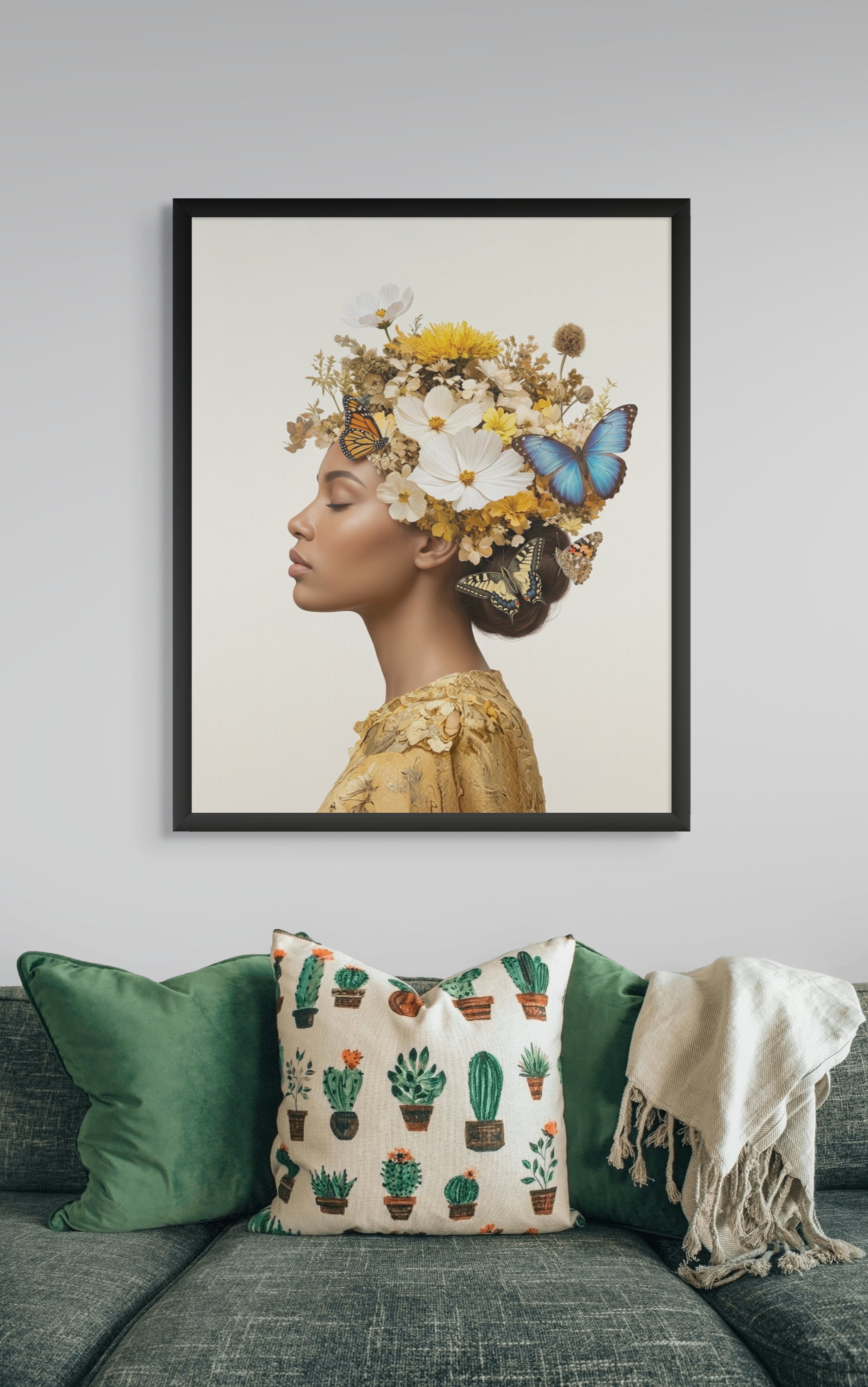 Vlinder Portret Wanddecoratie Zomerkroon – Elegante Canvas Print