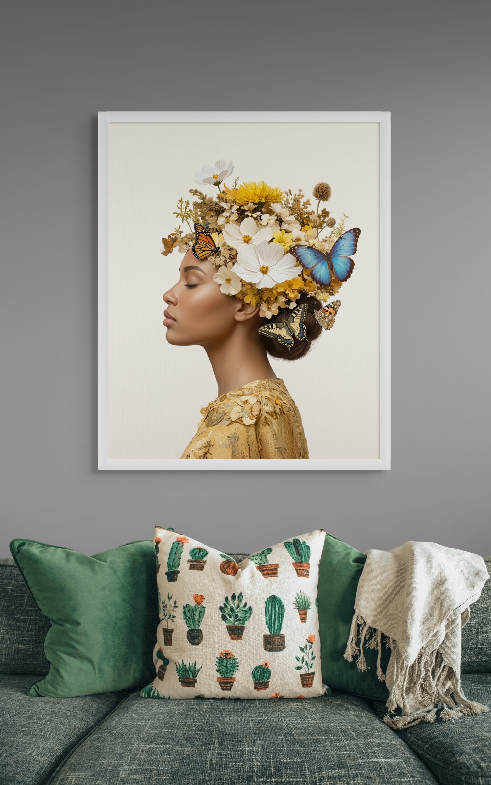 Vlinder Portret Wanddecoratie Zomerkroon – Elegante Canvas Print