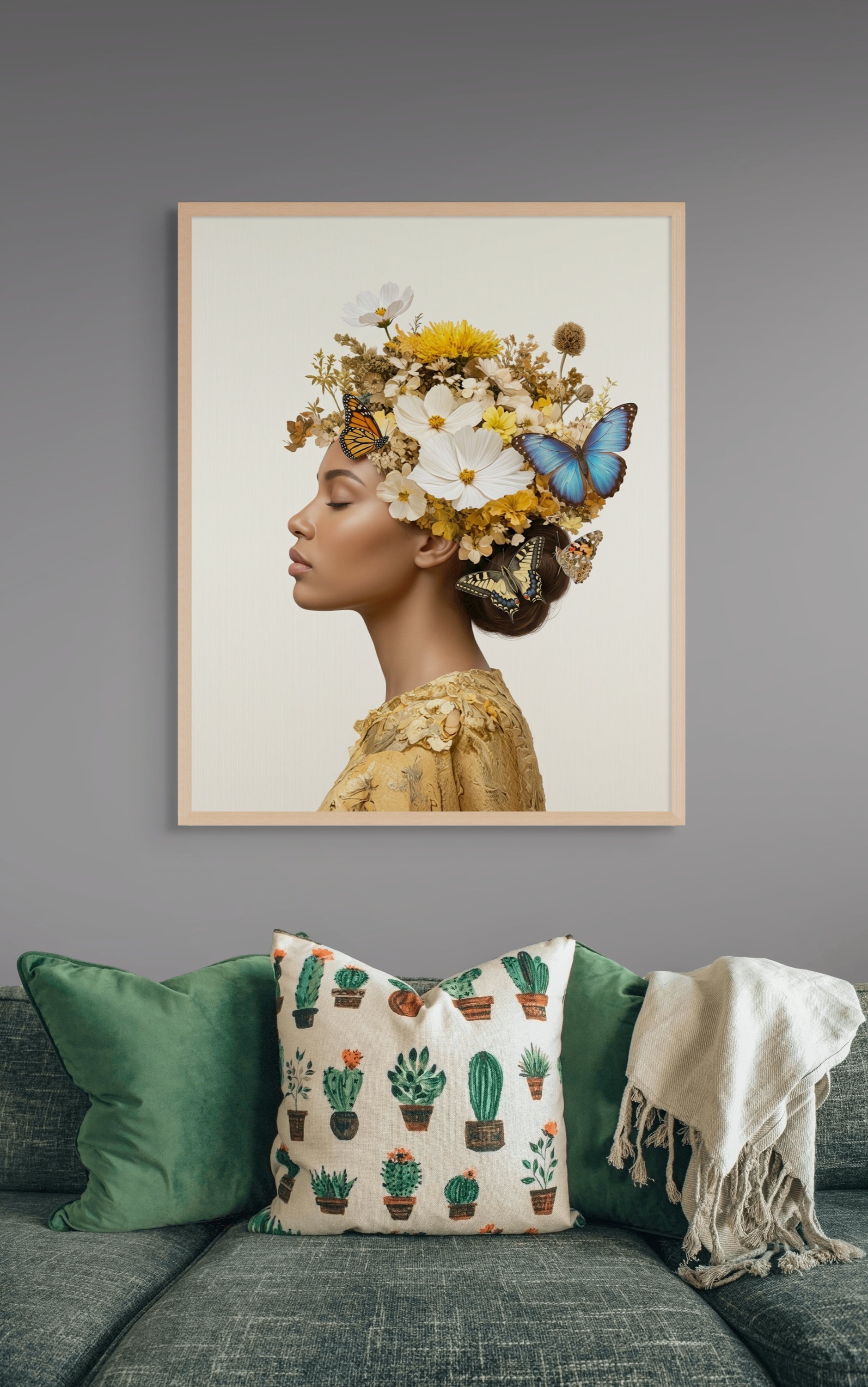 Vlinder Portret Wanddecoratie Zomerkroon – Elegante Canvas Print