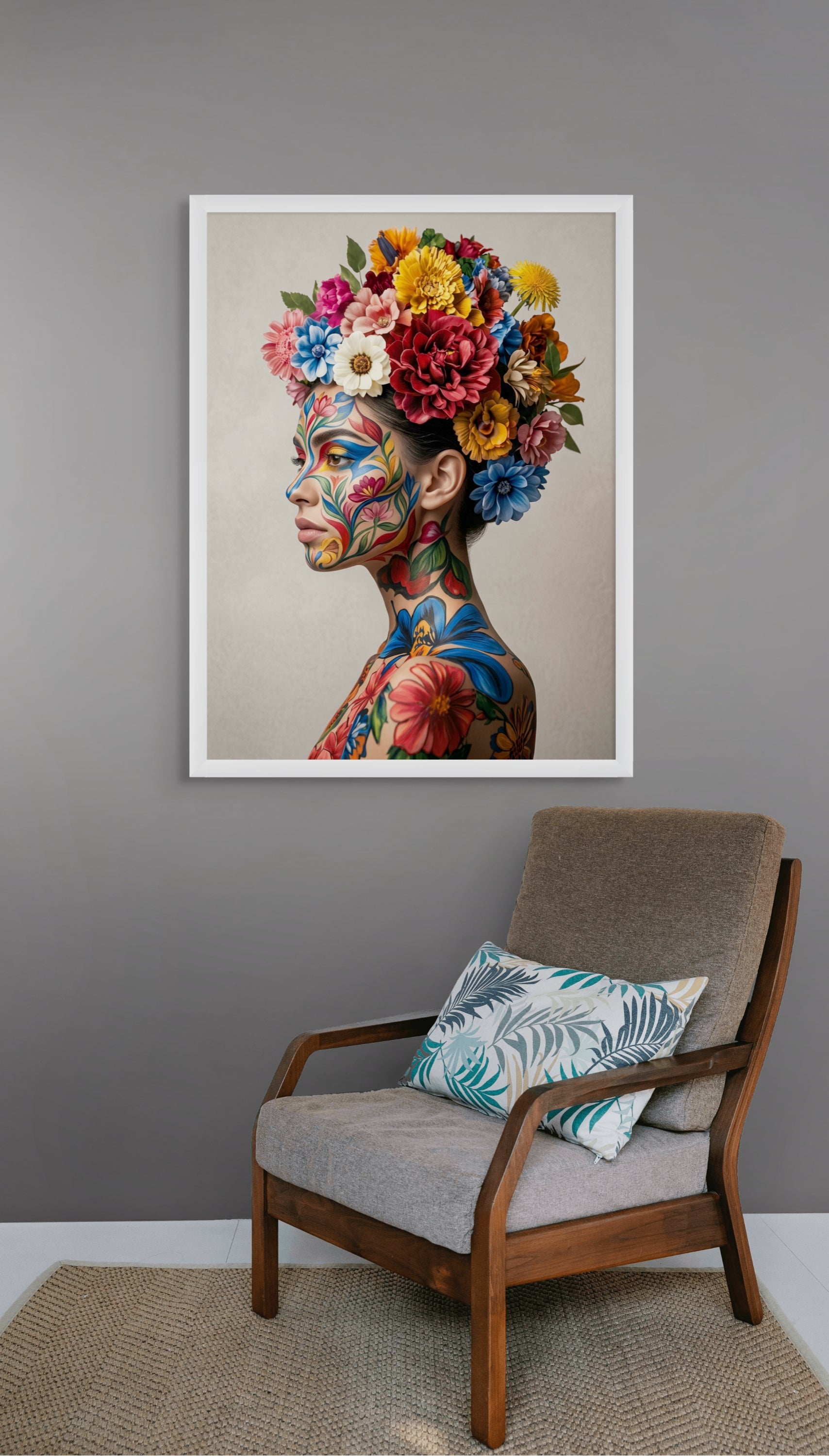 Bloemen Street Art Wanddecoratie – Kleurrijke Rebel Canvas Print