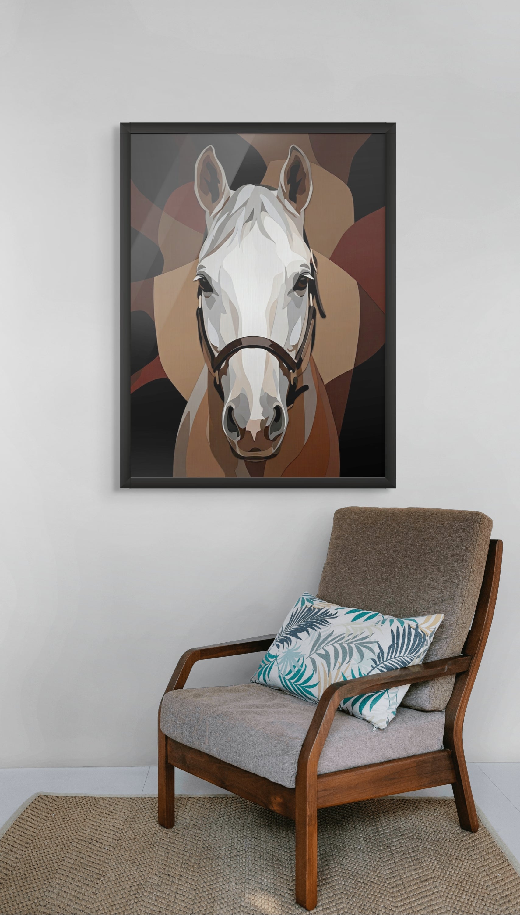 Paard Wanddecoratie Wit – Canvas Schilderij Woonkamer Aluminium of Poster