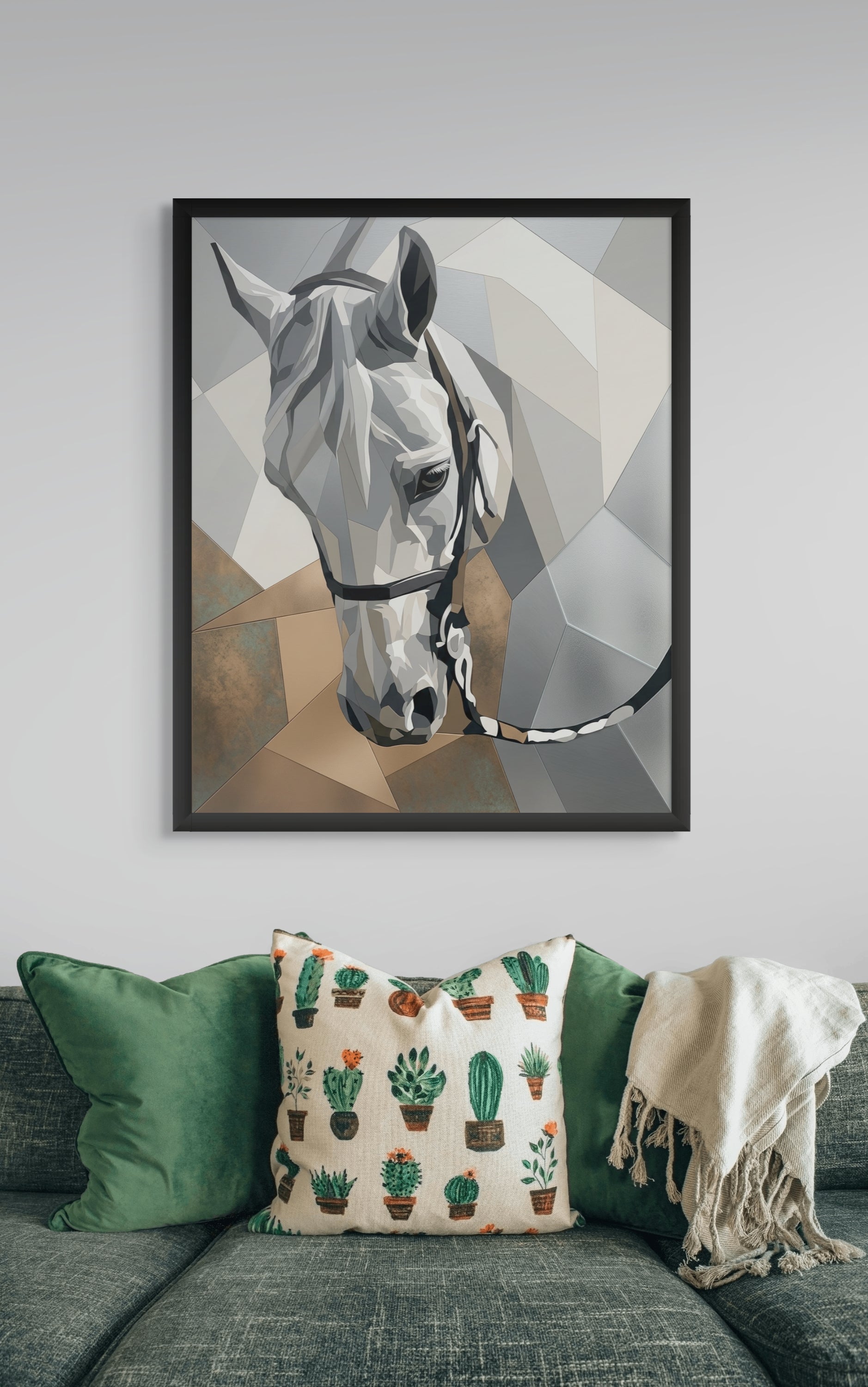 Paard Wanddecoratie Geometrisch – Moderne Canvas of Aluminium Print