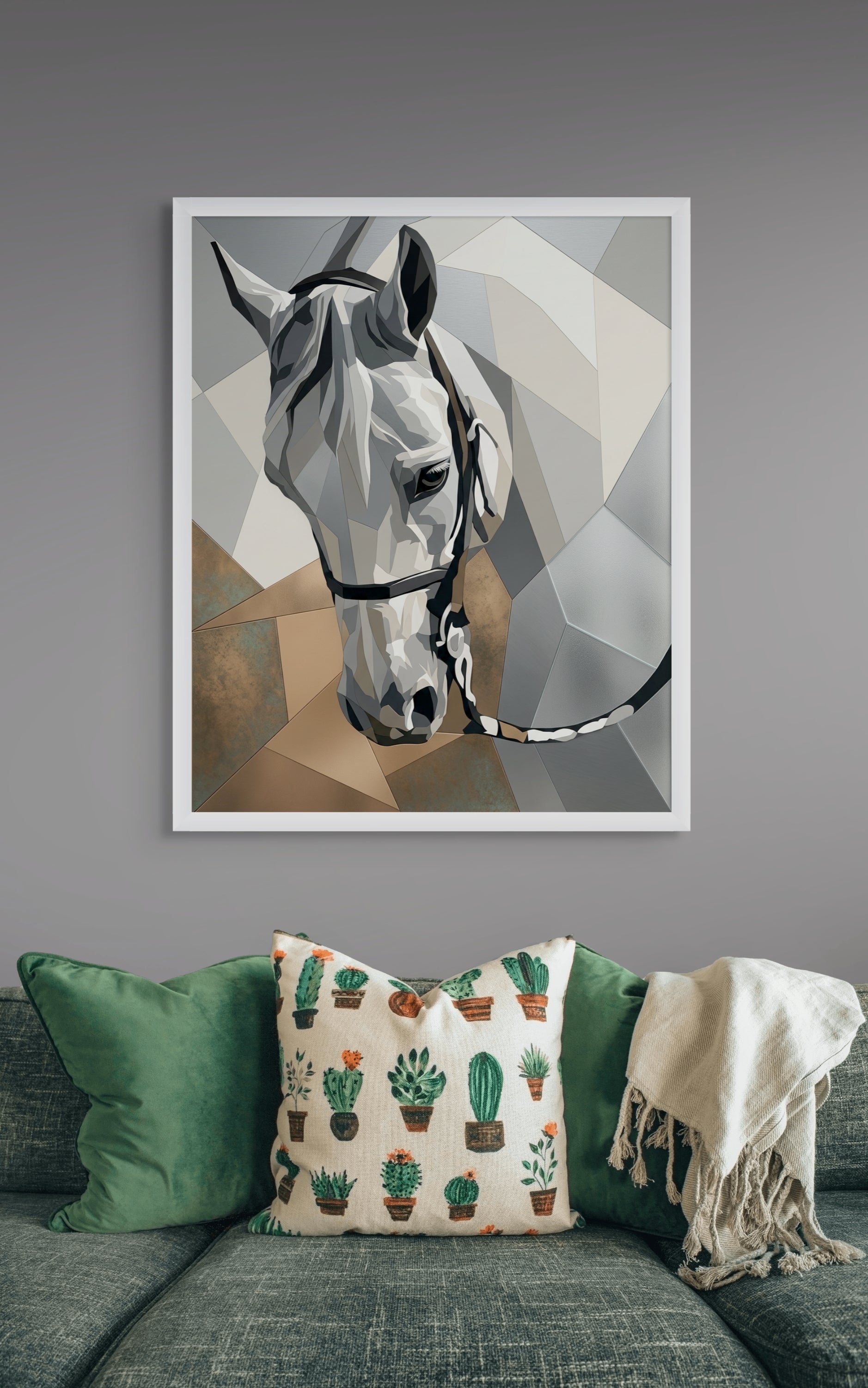 Paard Wanddecoratie Geometrisch – Moderne Canvas of Aluminium Print